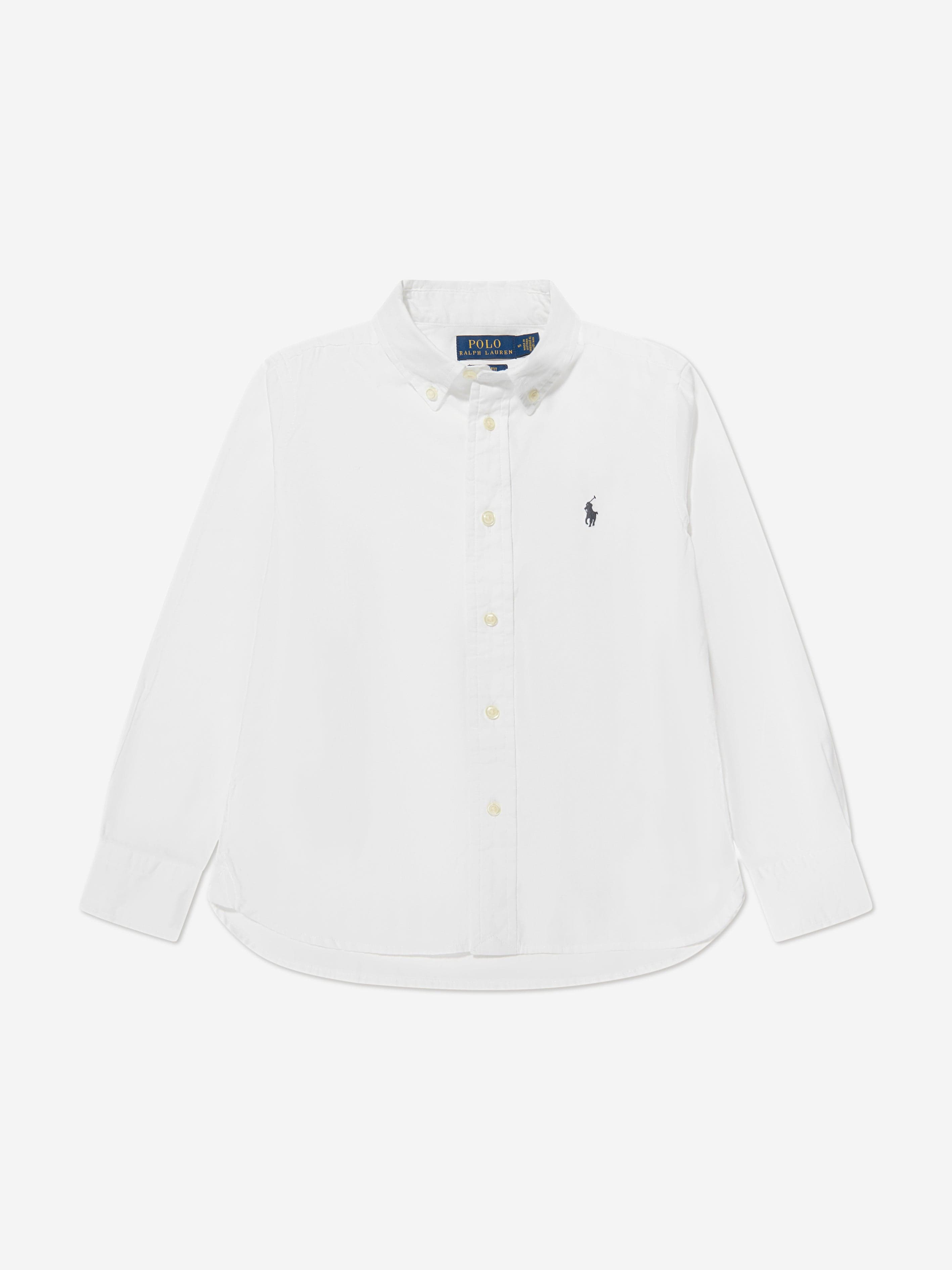 Ralph Lauren Boys Slim Fit Oxford Shirt in White Sale New