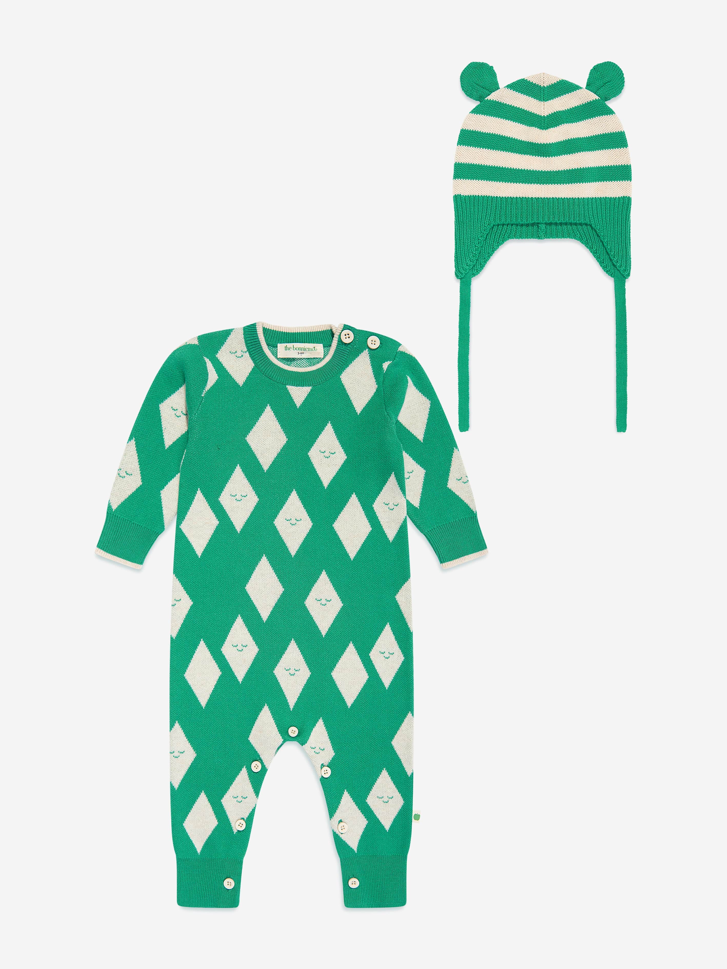 The Bonnie Mob Baby Aster and Damson Playsuit Gift Set in Green Cheap Sale Lowest Pice