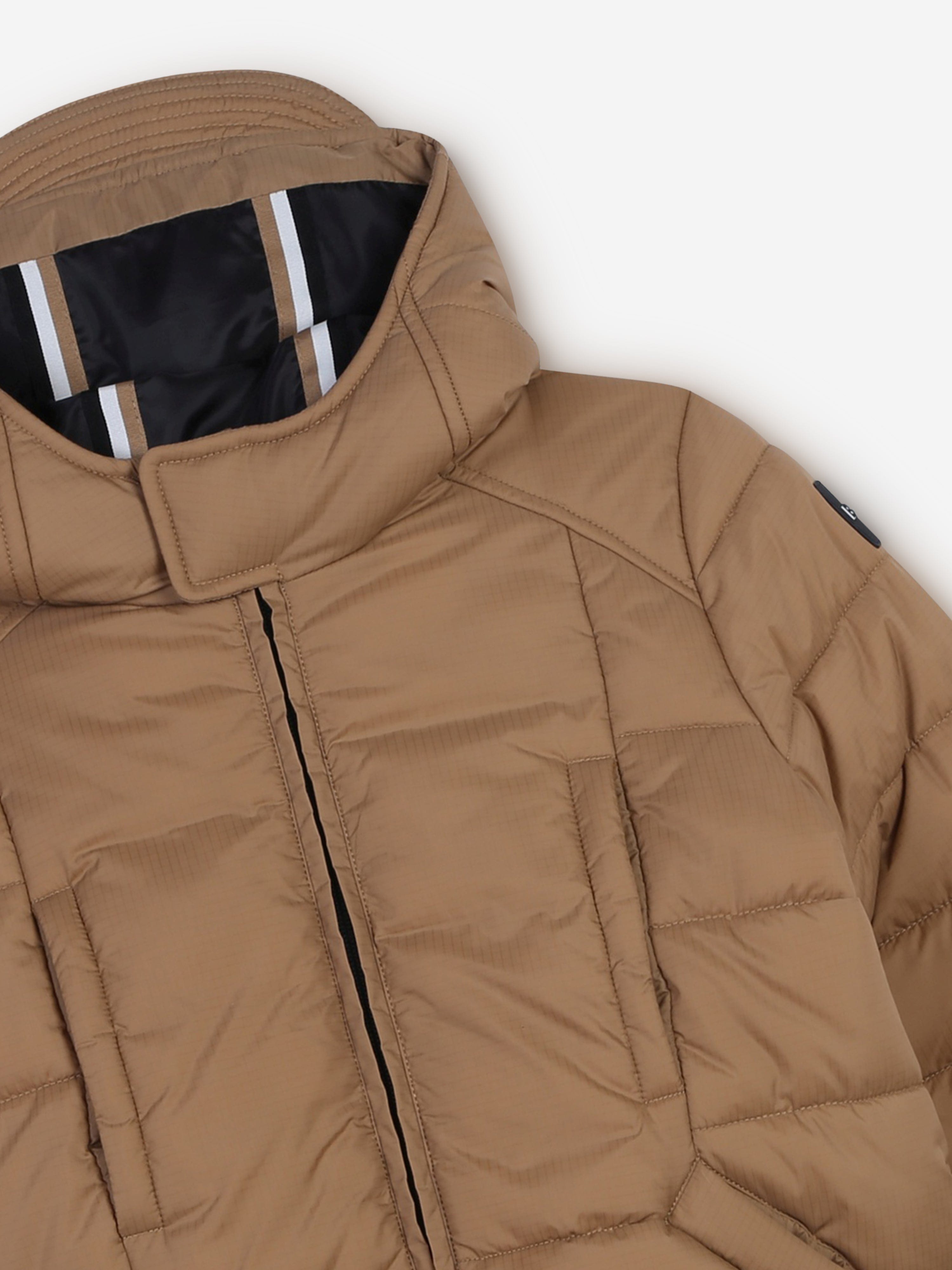 BOSS Boys Logo Puffer Jacket in Brown Discount Ebay