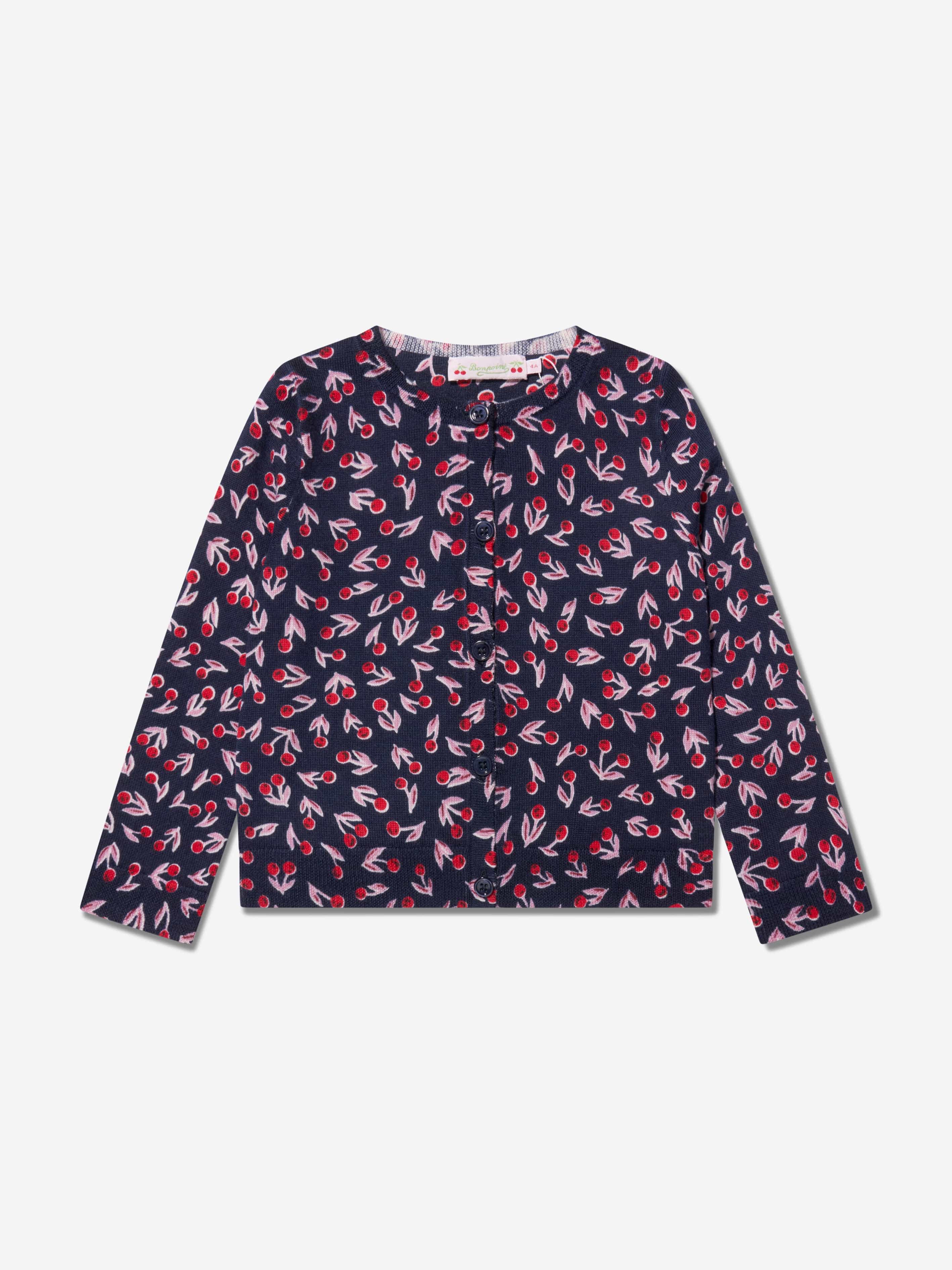 Bonpoint Girls Tyra Wool Cardigan in Navy Discount Authentic Online