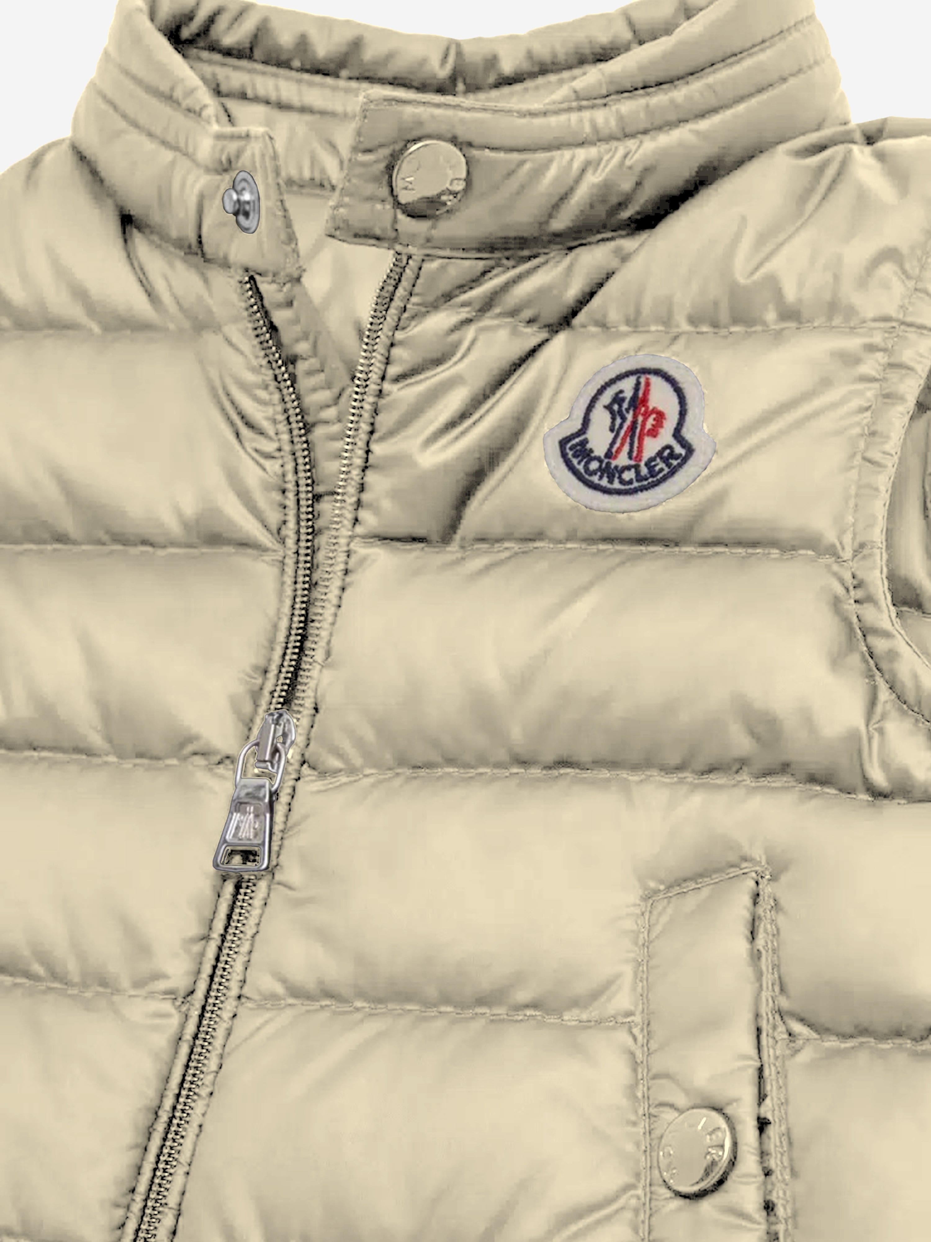 Moncler Enfant Baby Down Padded New Amaury Gilet In Beige Affordable Cheap Pice