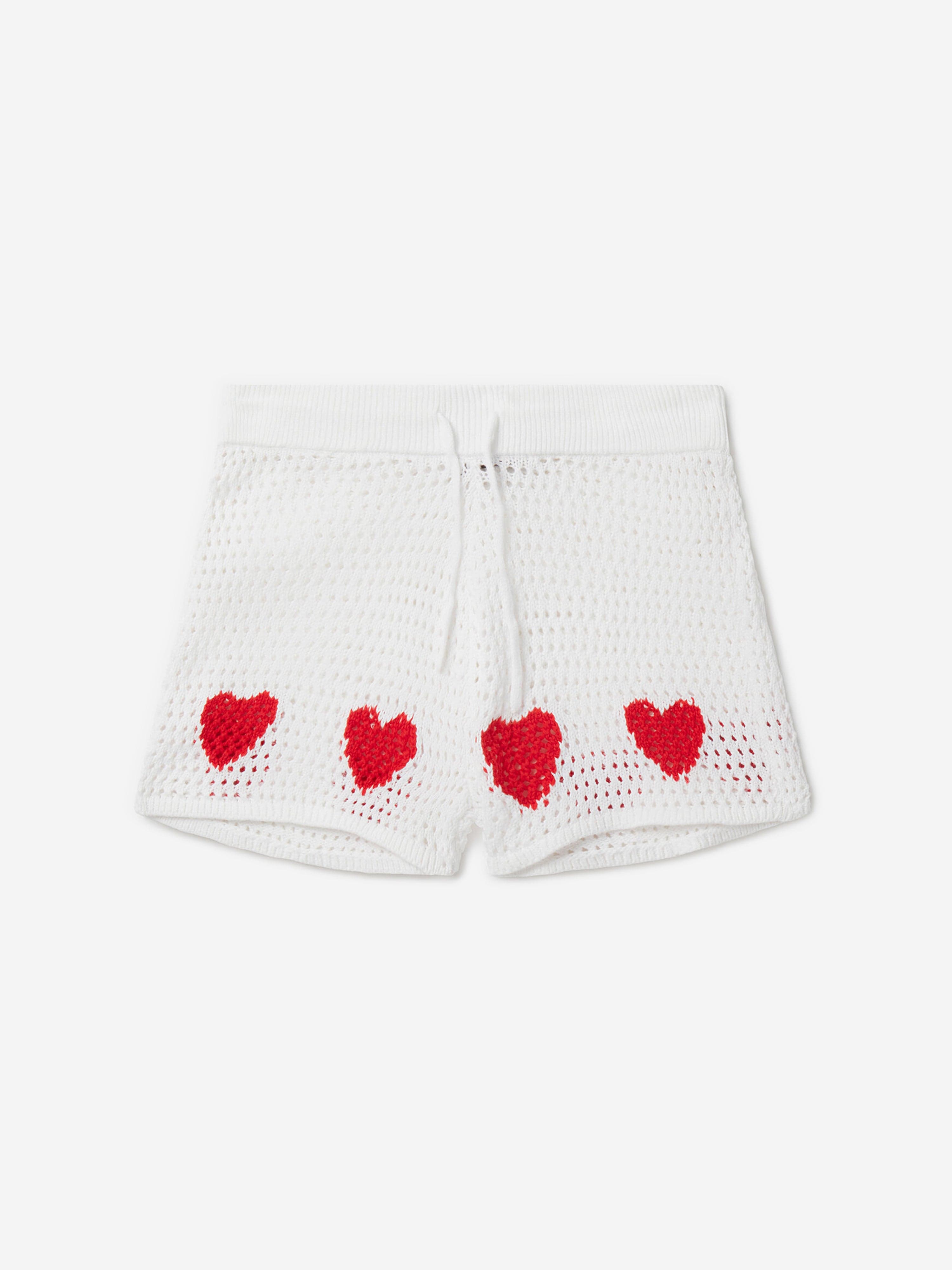 Stella McCartney Girls Crochet Heart Shorts in Ivory Browse Cheap Online
