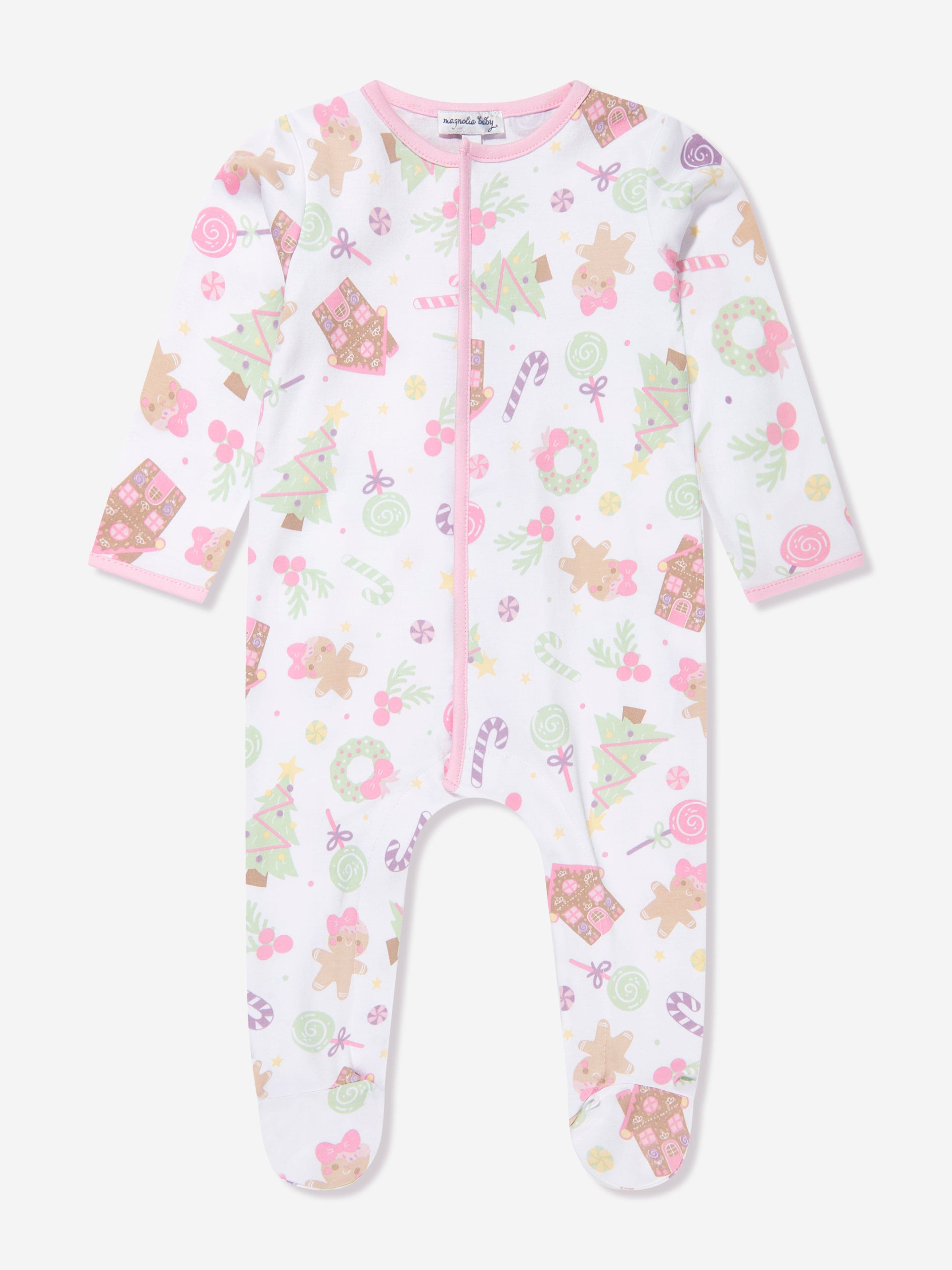 Magnolia Baby Baby Girls Sweet Gingerbread Babygrow in Pink Cheap Pirce