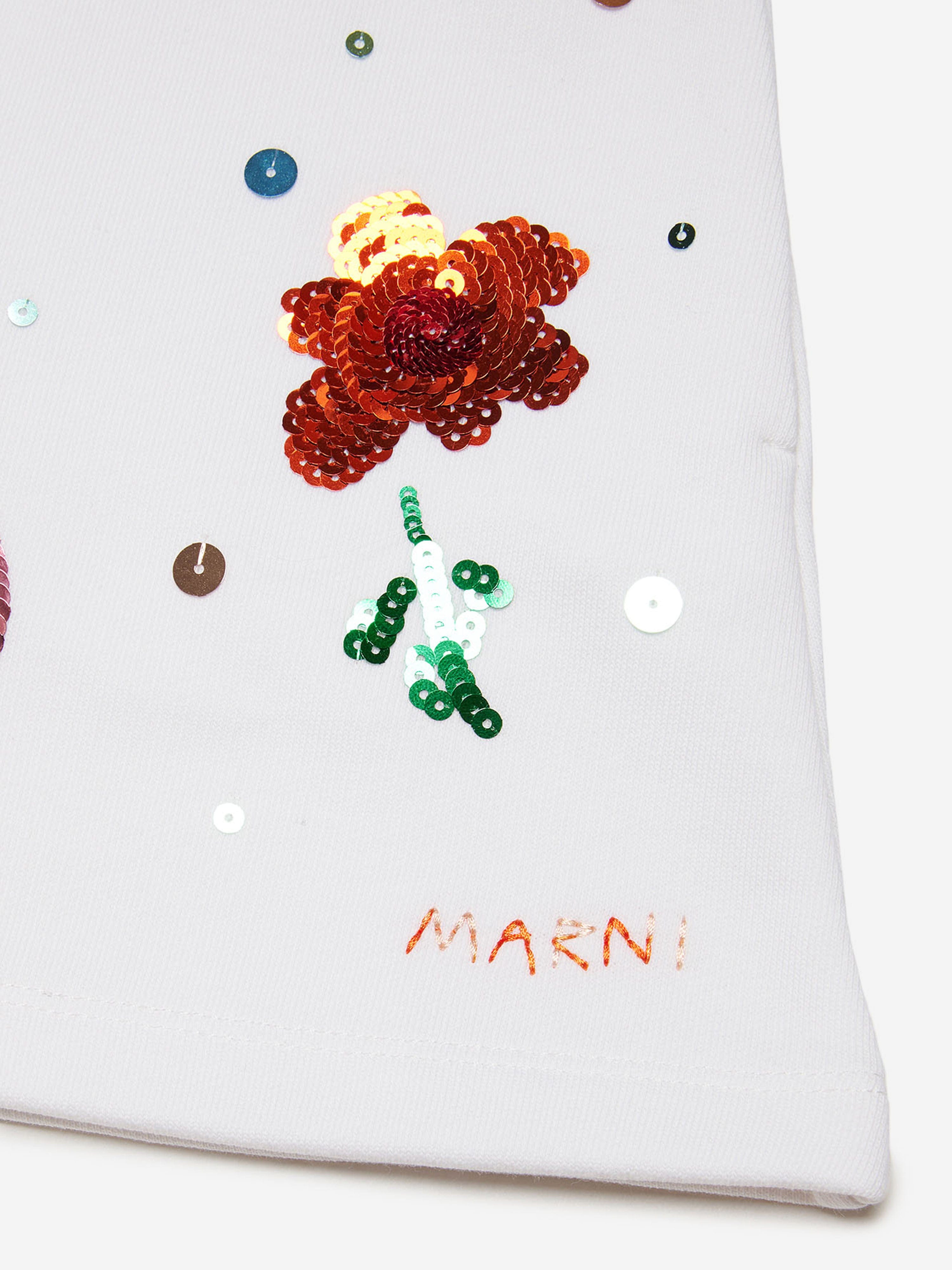 MARNI Girls Embellished Flower Shorts in White Collections Cheap Pice