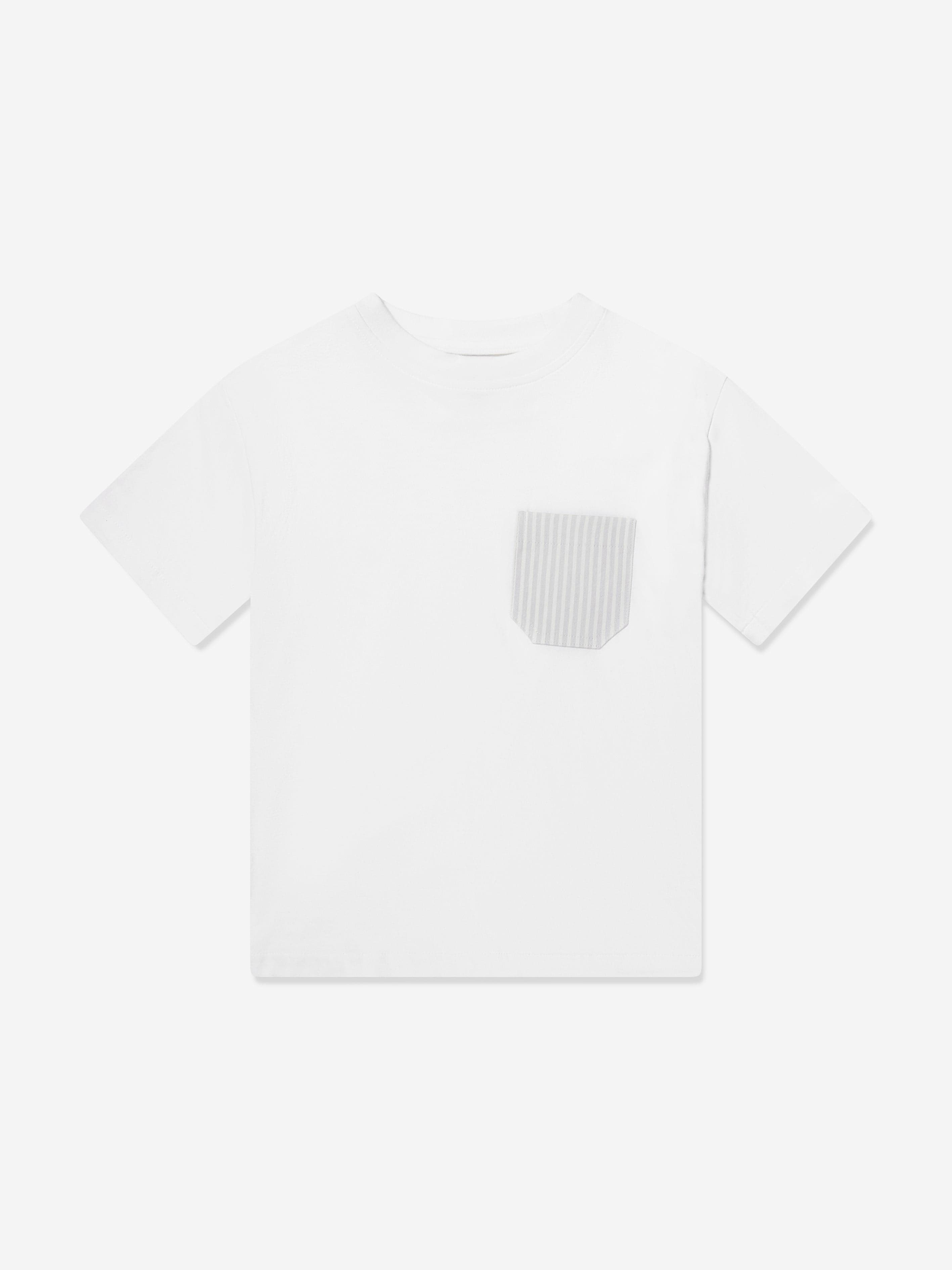DL1961 Boys Striped Pocket T-Shirt in White Discount Low Shipping Fee