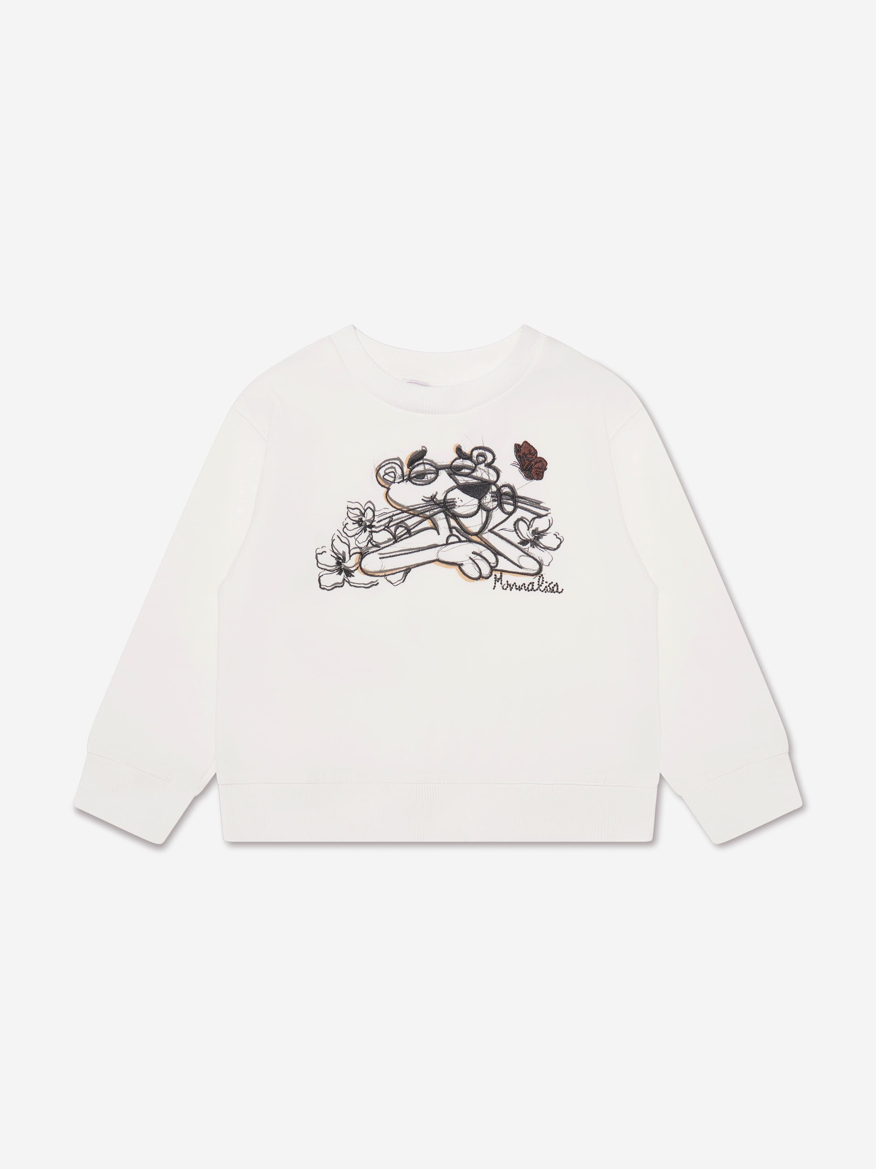 Monnalisa Girls Pink Panther Sweatshirt in Ivory Shop Offer Cheap Online