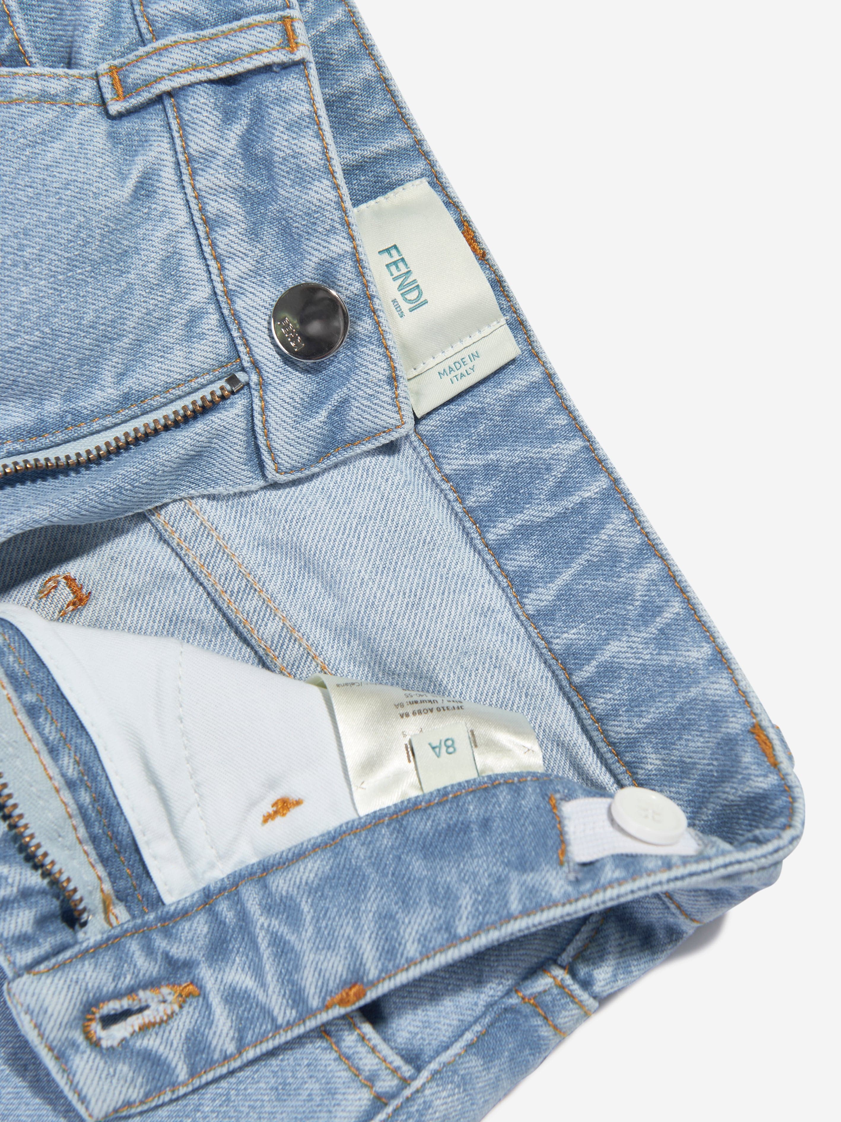 Fendi Girls Cargo Baguette Bag Jeans in Blue In China Sale Online