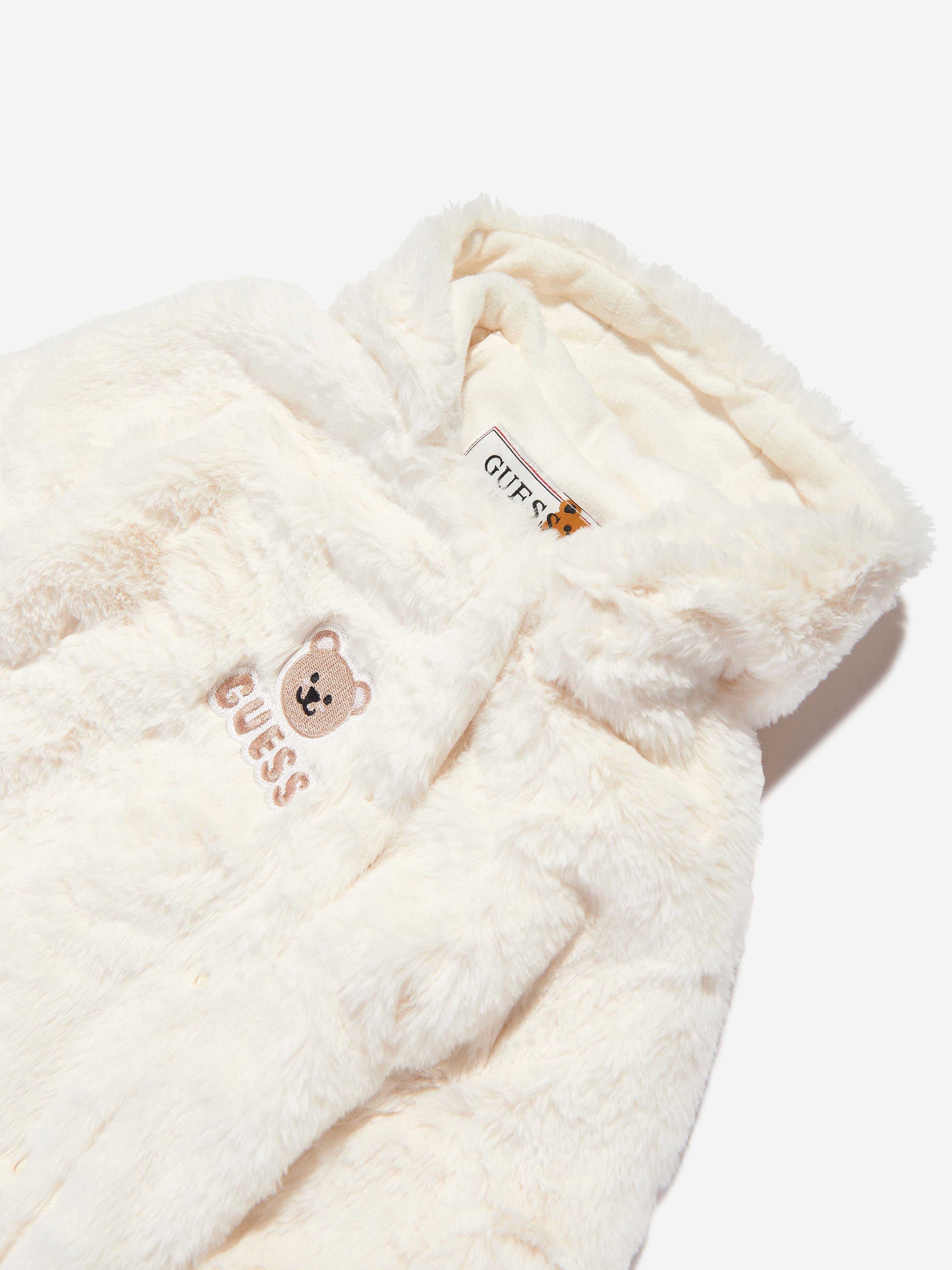 Guess Baby Faux Fur Snowsuit in Ivory Latest Collections