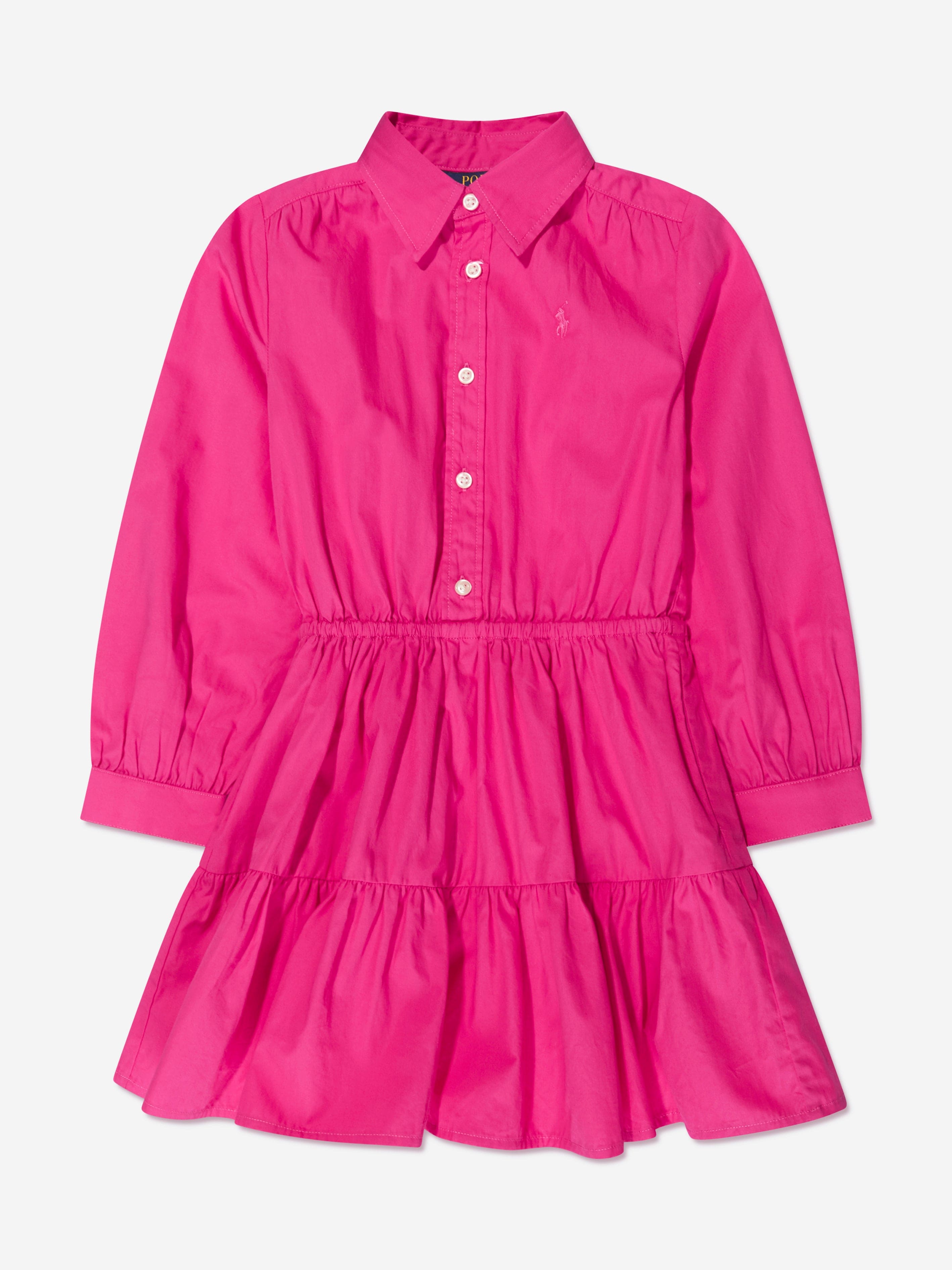 Ralph Lauren Girls Tiered Shirt Dress in Pink Outlet Great Deals