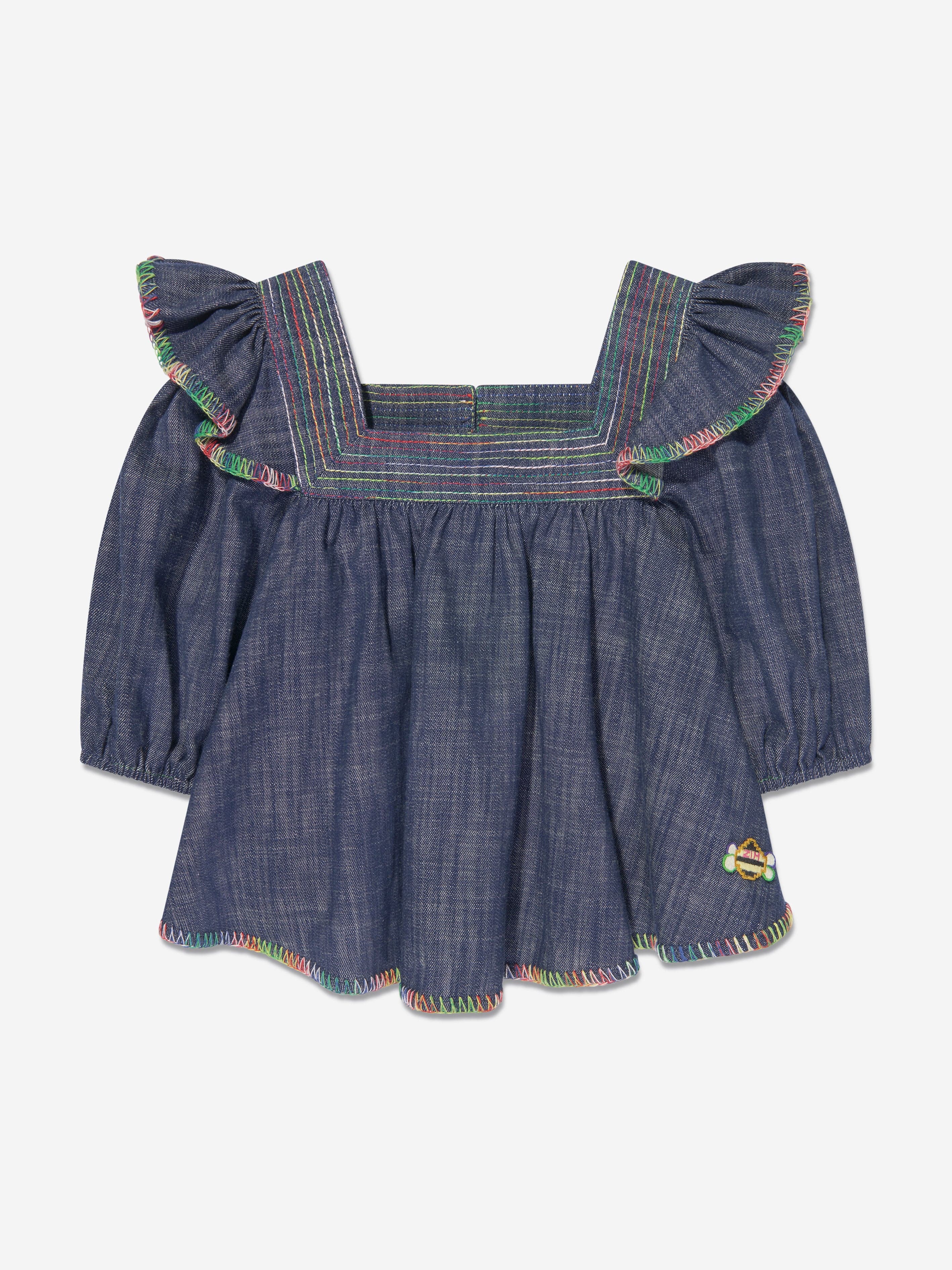 Zimmermann Girls Alight Denim Blouse in Blue Outlet Popular