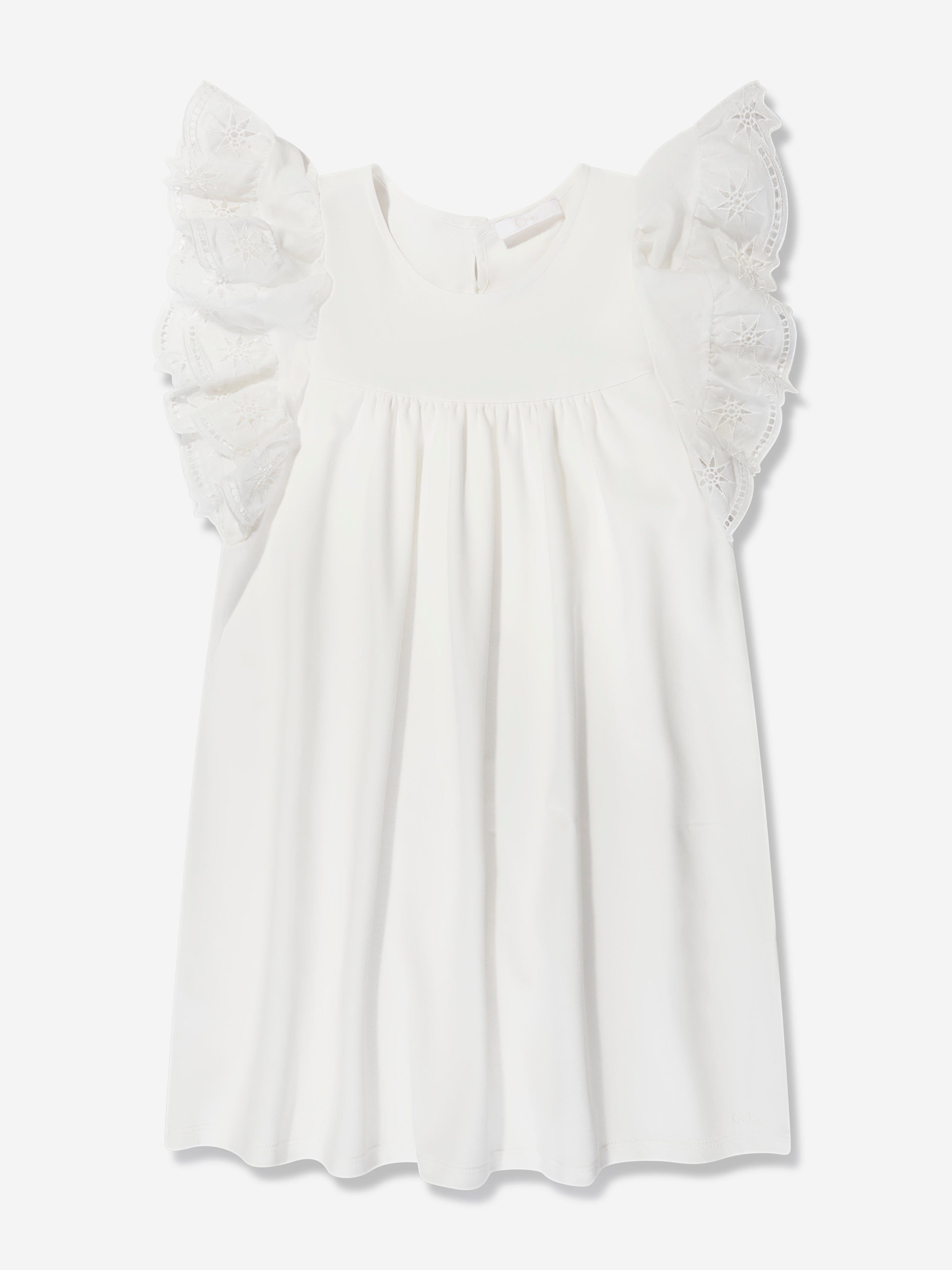 Chlo¨¦ Girls Ruffle Dress in White Discount Low Shipping Fee