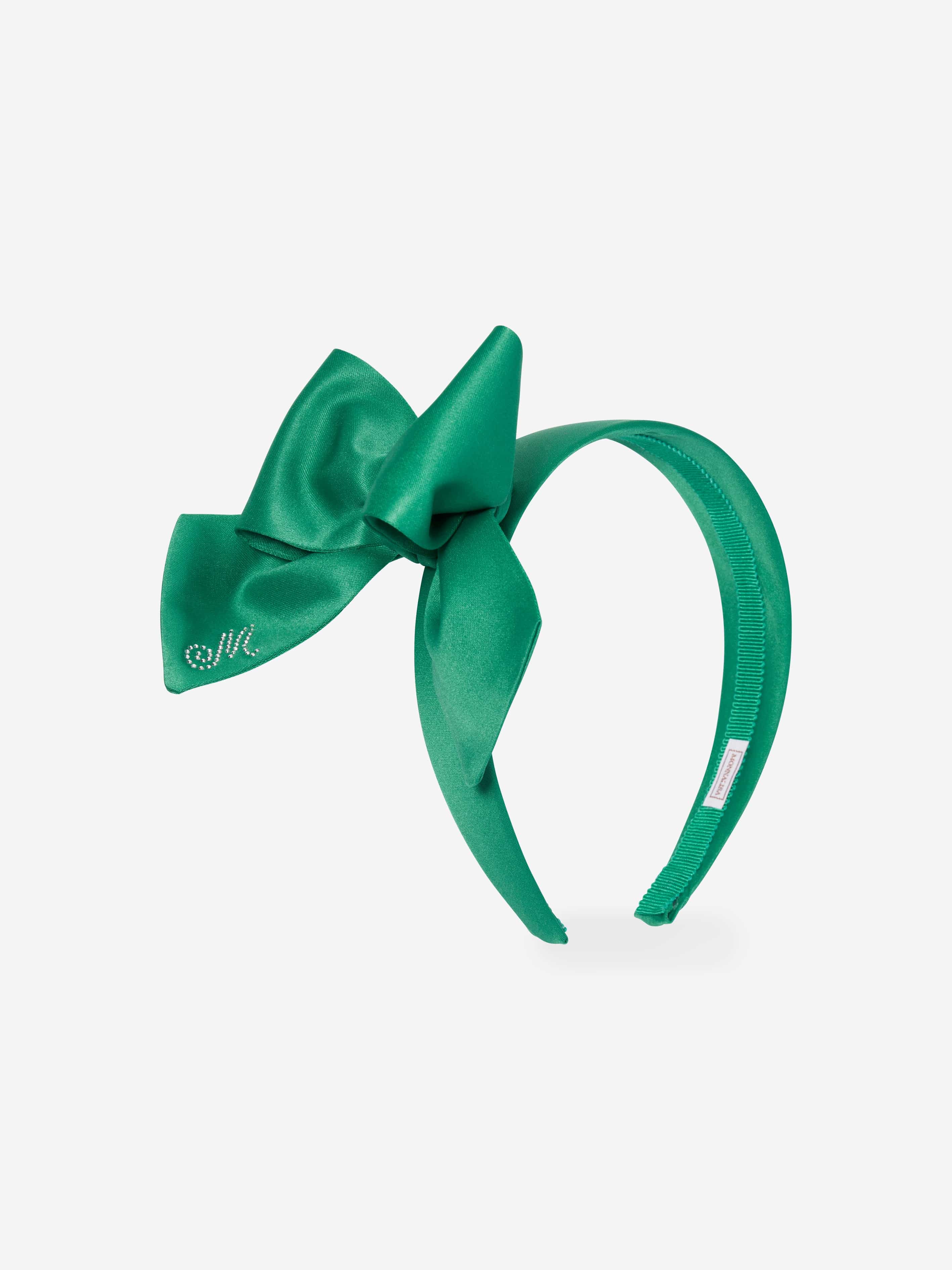 Monnalisa Girls Duchess Bow Headband in Green Clearance Big Sale