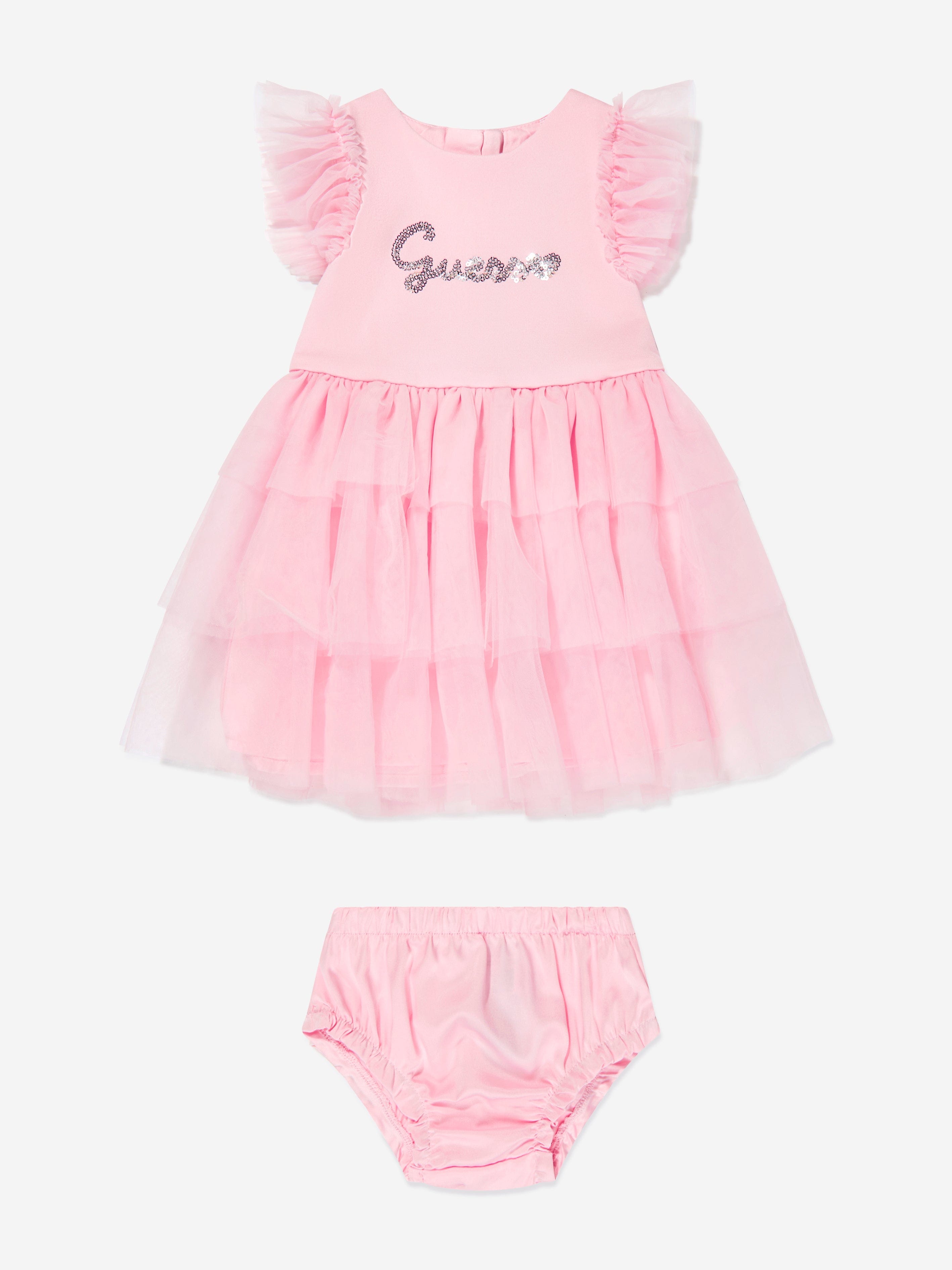 Baby Girls Tulle Dress with Knickers in Pink Sale Online Online