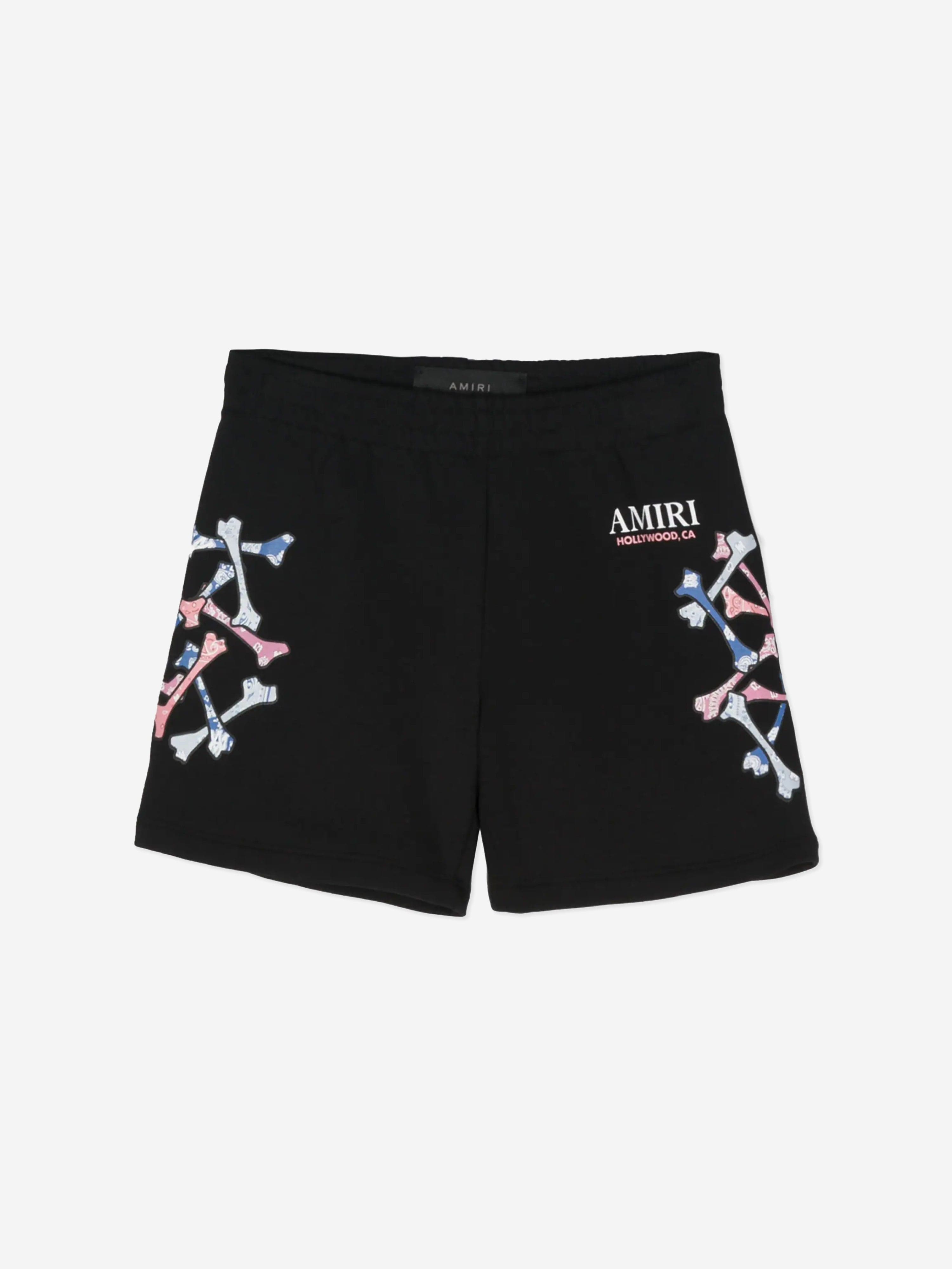 Amiri Kids Bandana Bone Stacksed Shorts in Black Discount 2025