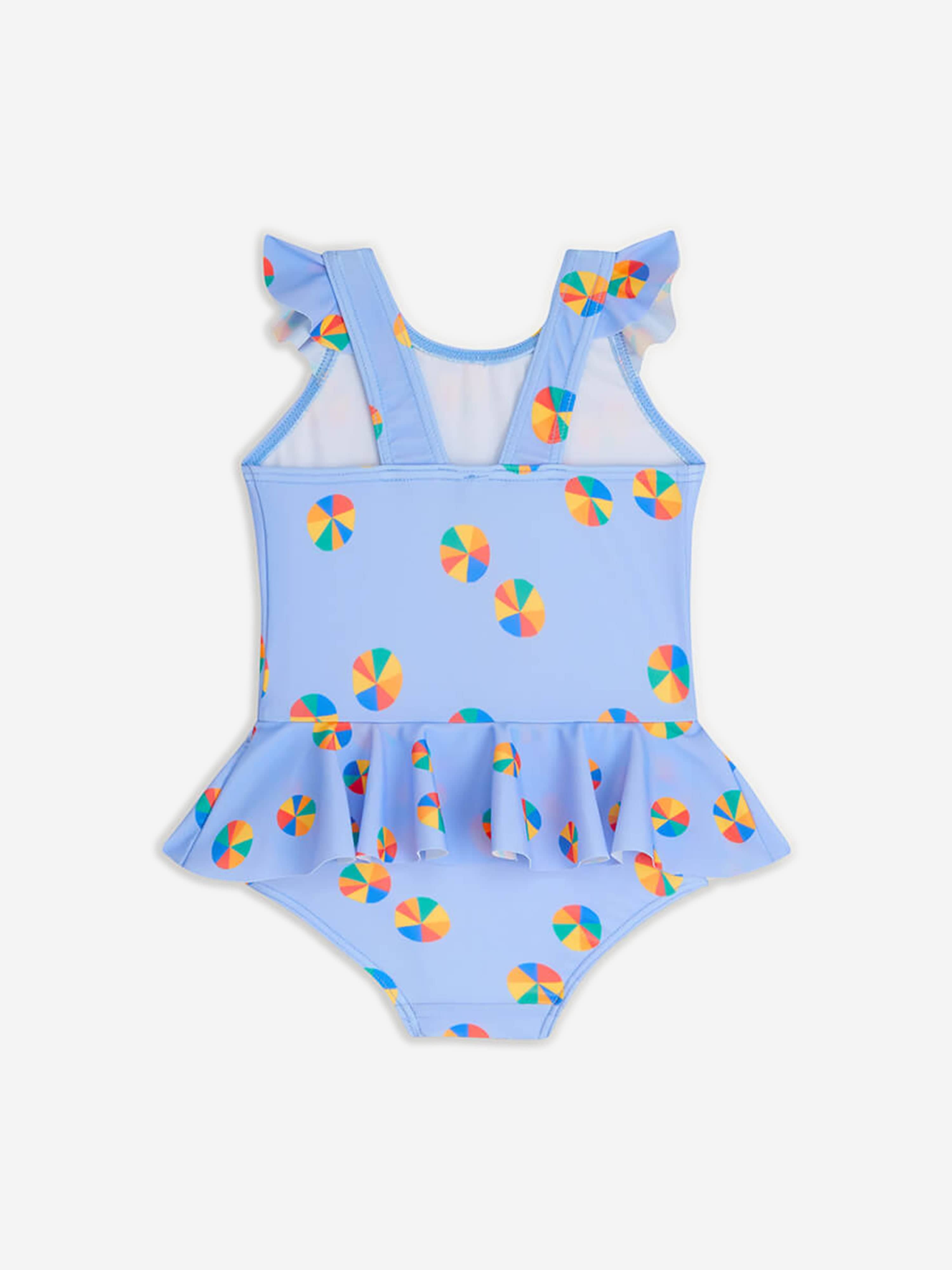 The Bonnie Mob Girls Beach Ball Frill Swimsuit in Blue Outlet Extremely