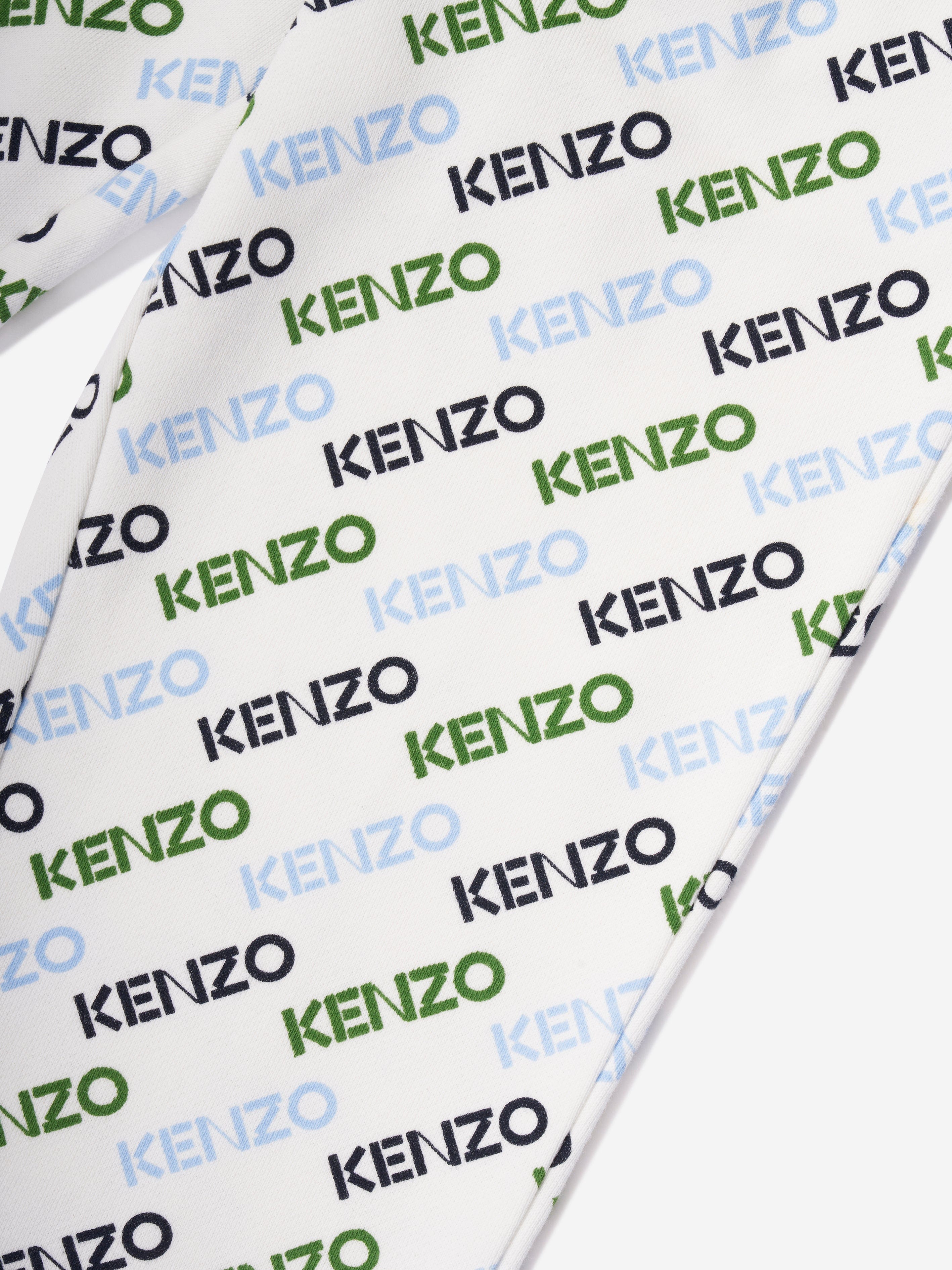 KENZO Boys Logo Print Joggers in Ivory Cheap With Paypal