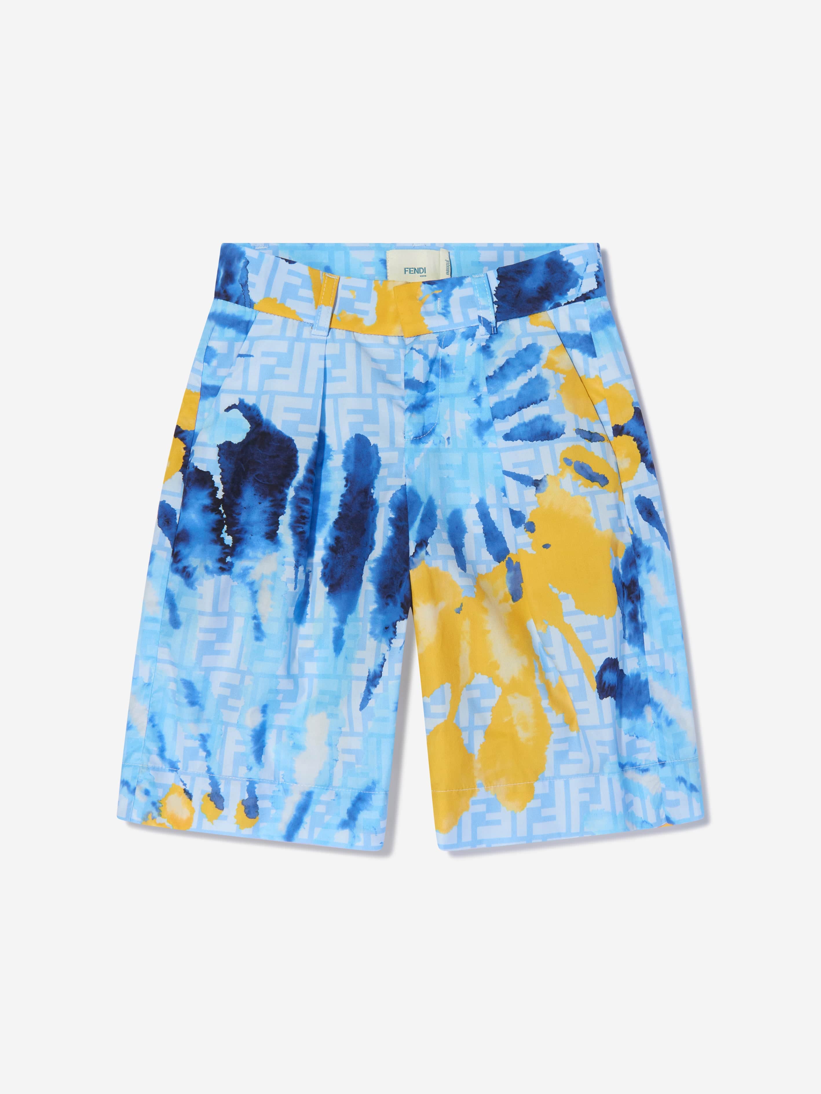 Fendi Boys Tie Dye Shorts in Blue Geniue Stockist For Sale