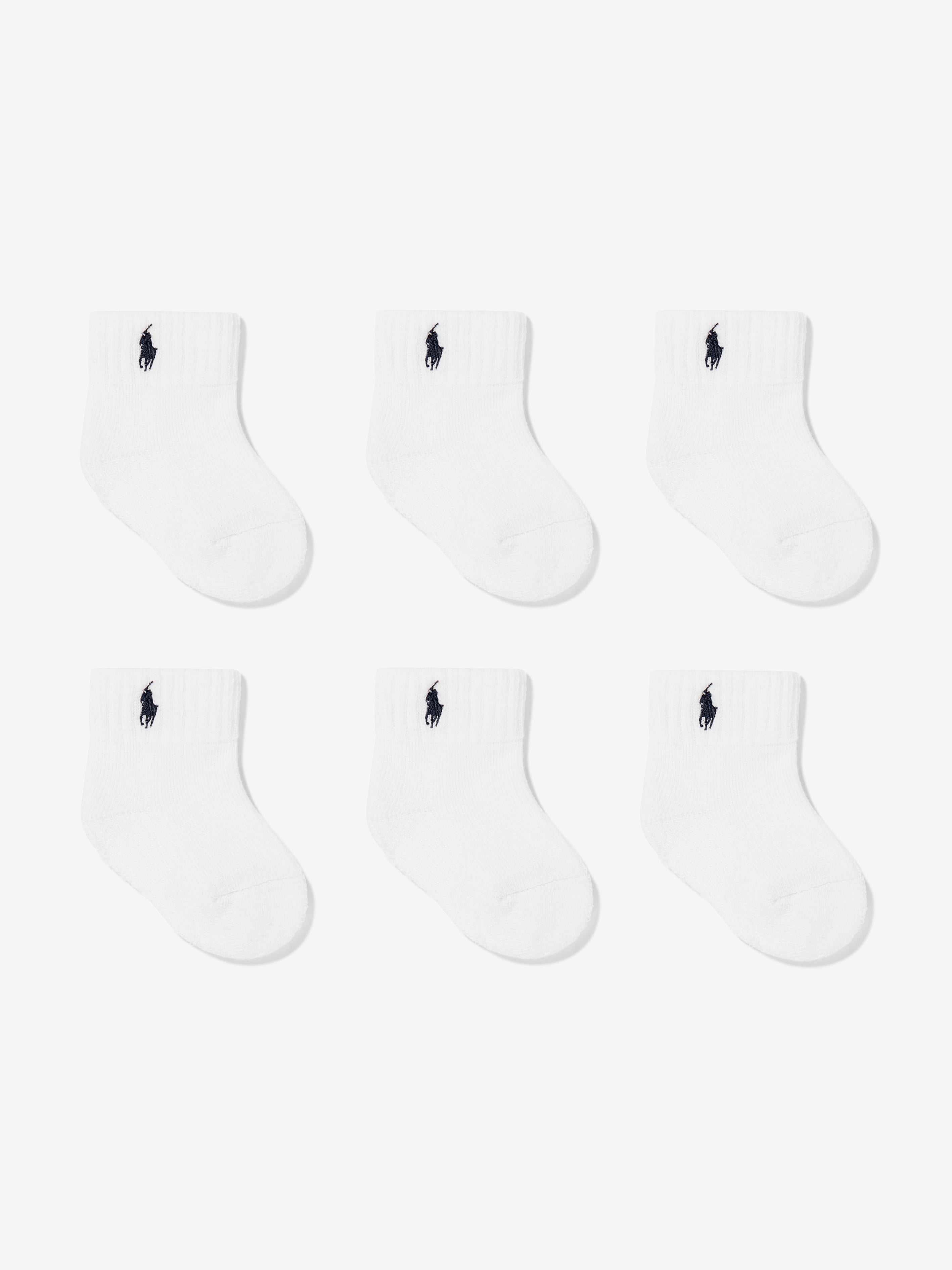 Ralph Lauren Baby 6 Pack Sports Sock Set in White Discount Hot Sale