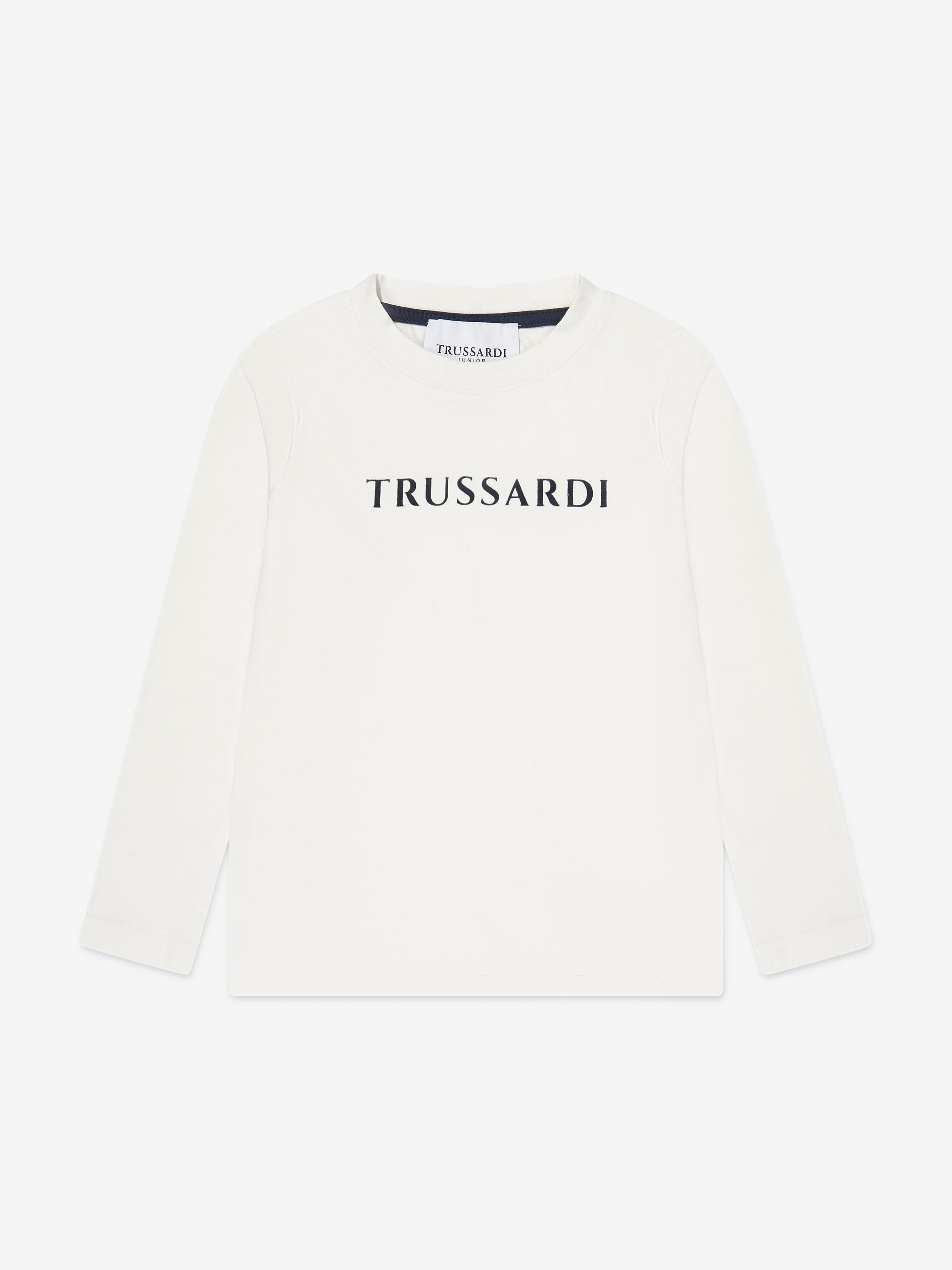 Trussardi Boys Beid Long Sleeve T-Shirt in Ivory Free Shipping 100% Original