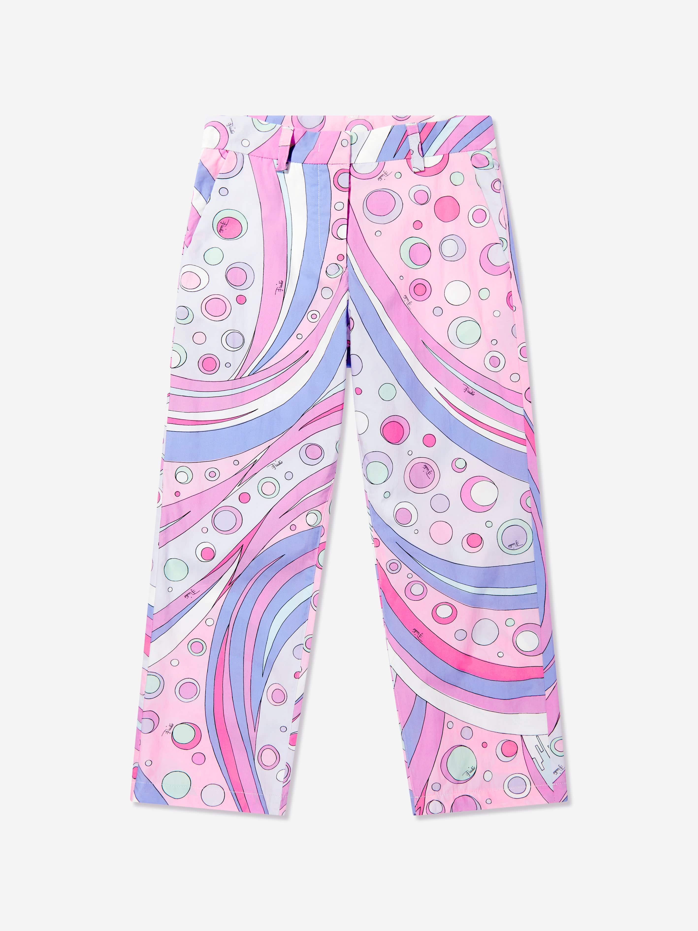 Girls Cotton Fontane Print Trousers in Pink Cheap Online