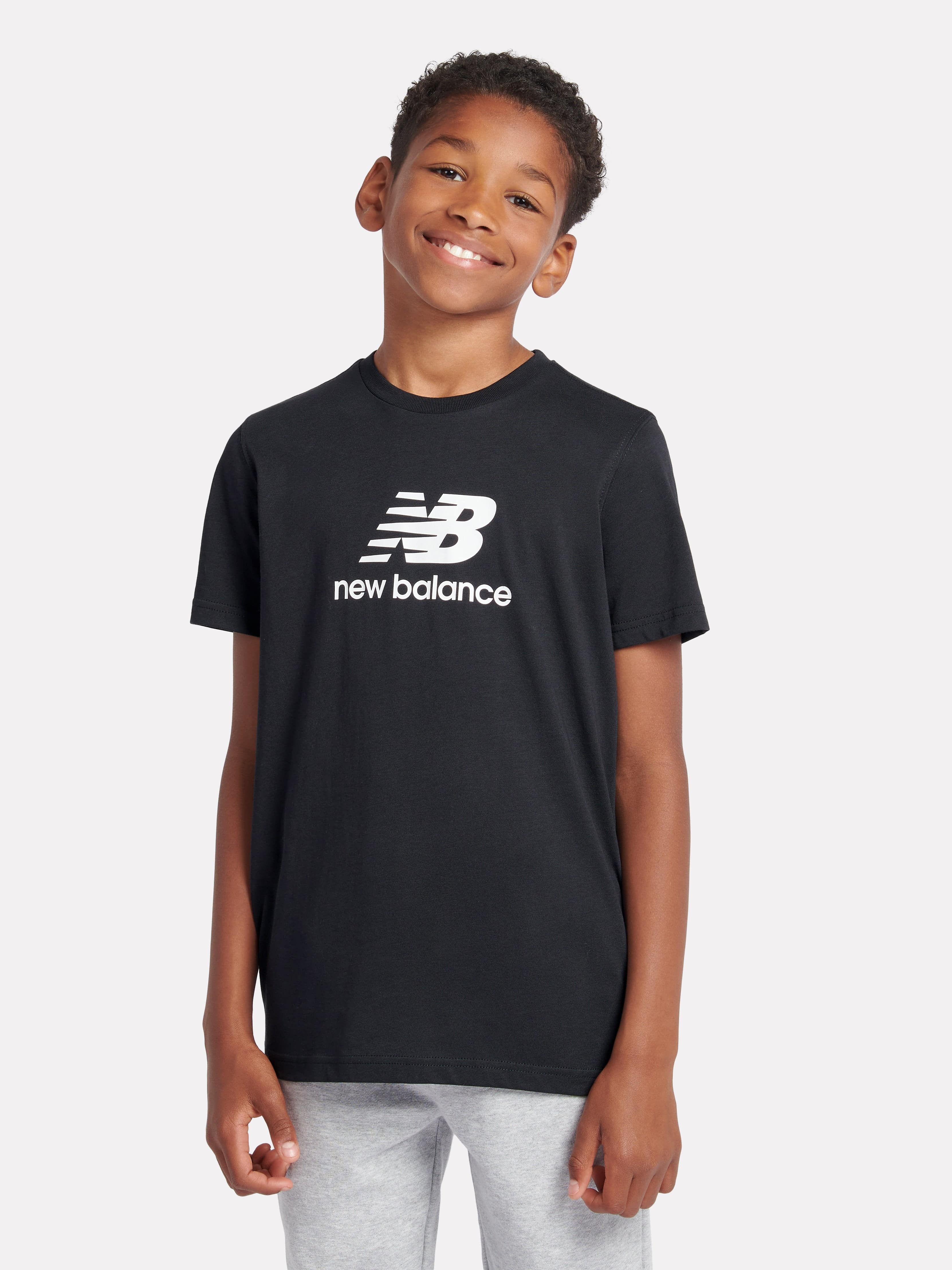 New Balance Boys Jersey Stacked Logo T-Shirt in Black Cheap Sale How Much