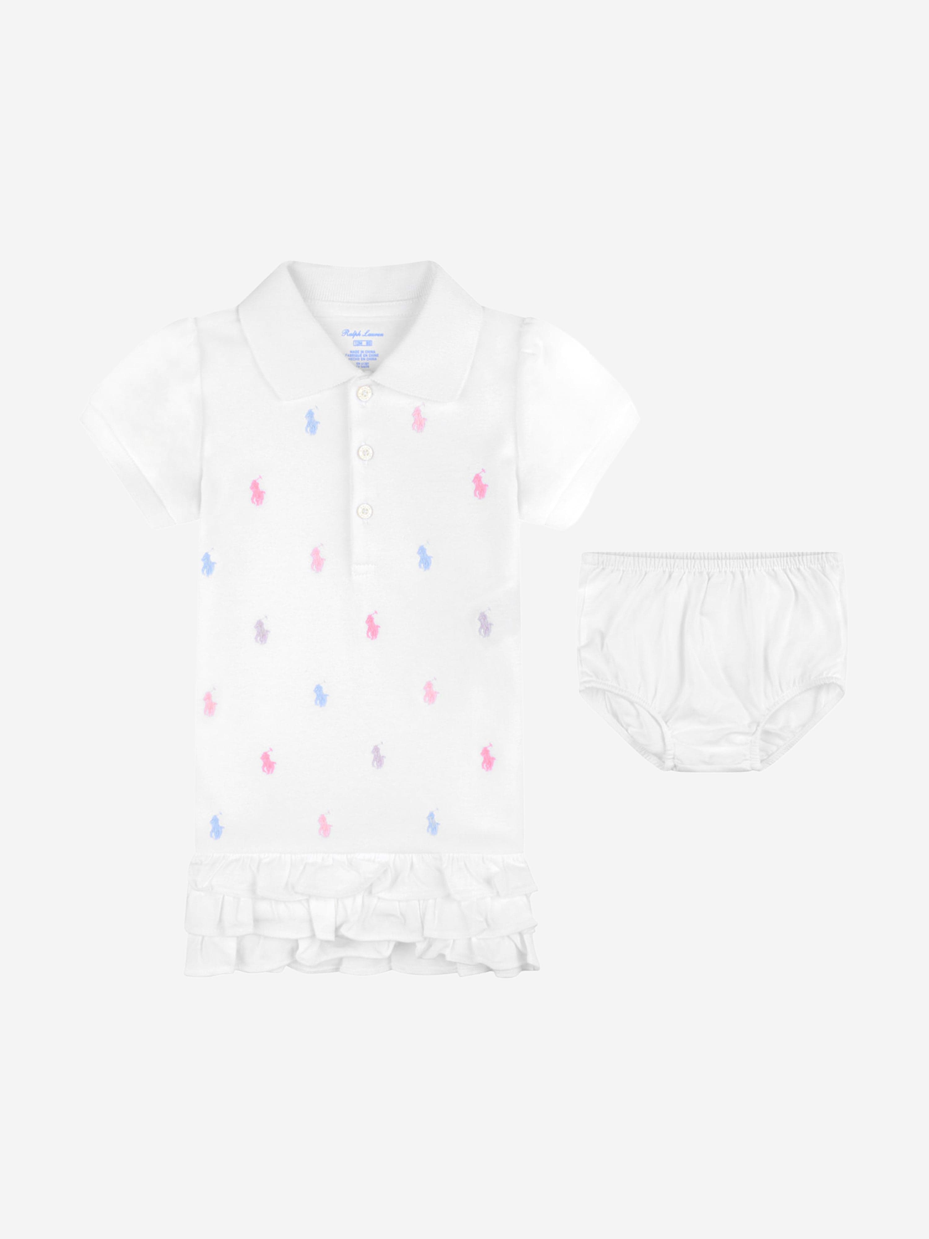 Ralph Lauren Baby Girls Schiffli Polo Dress in White Online Online Cheap Online