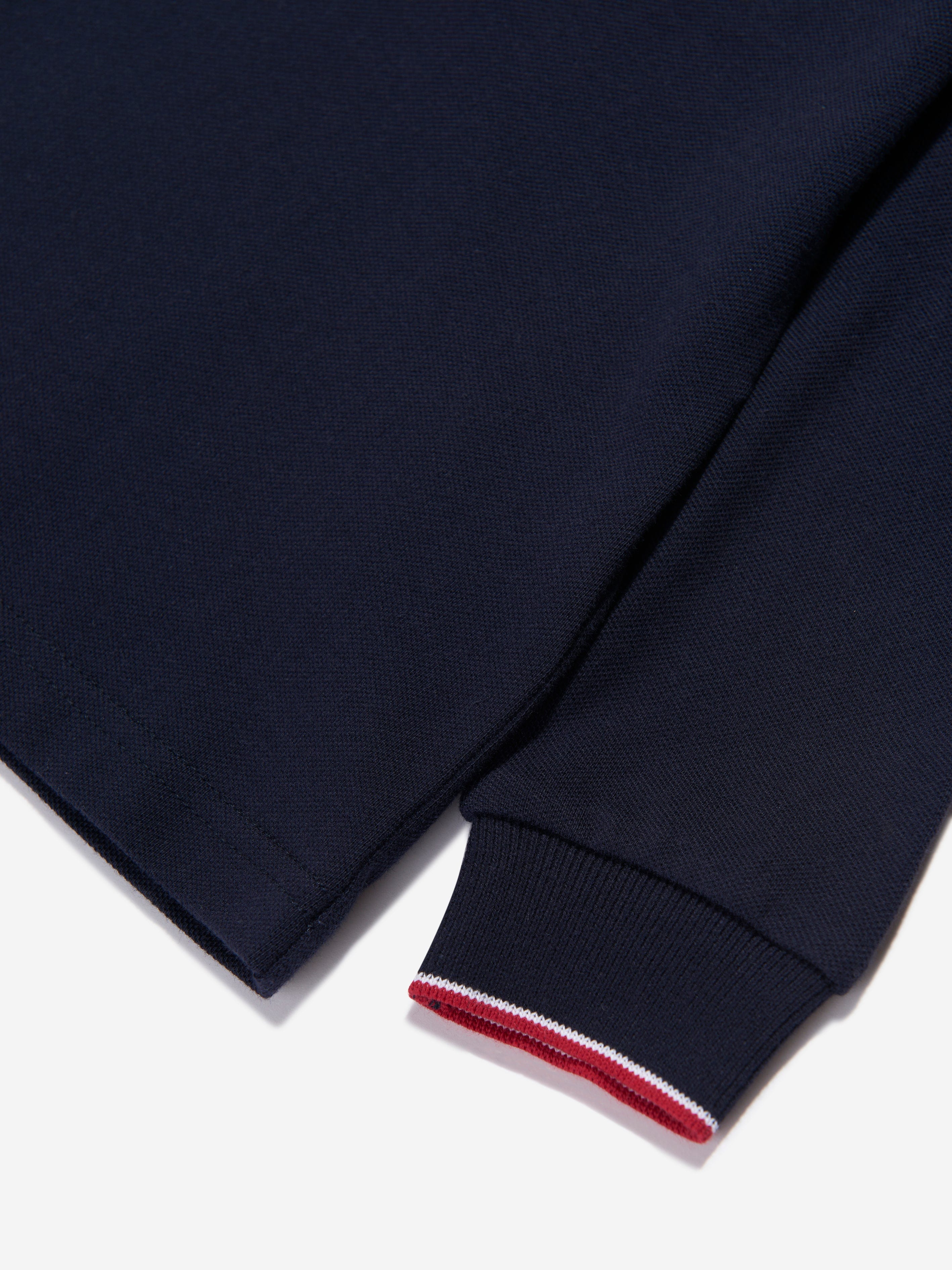 Moncler Enfant Boys Long Sleeve Polo Shirt in Navy Outlet Low Pice Fee Shipping