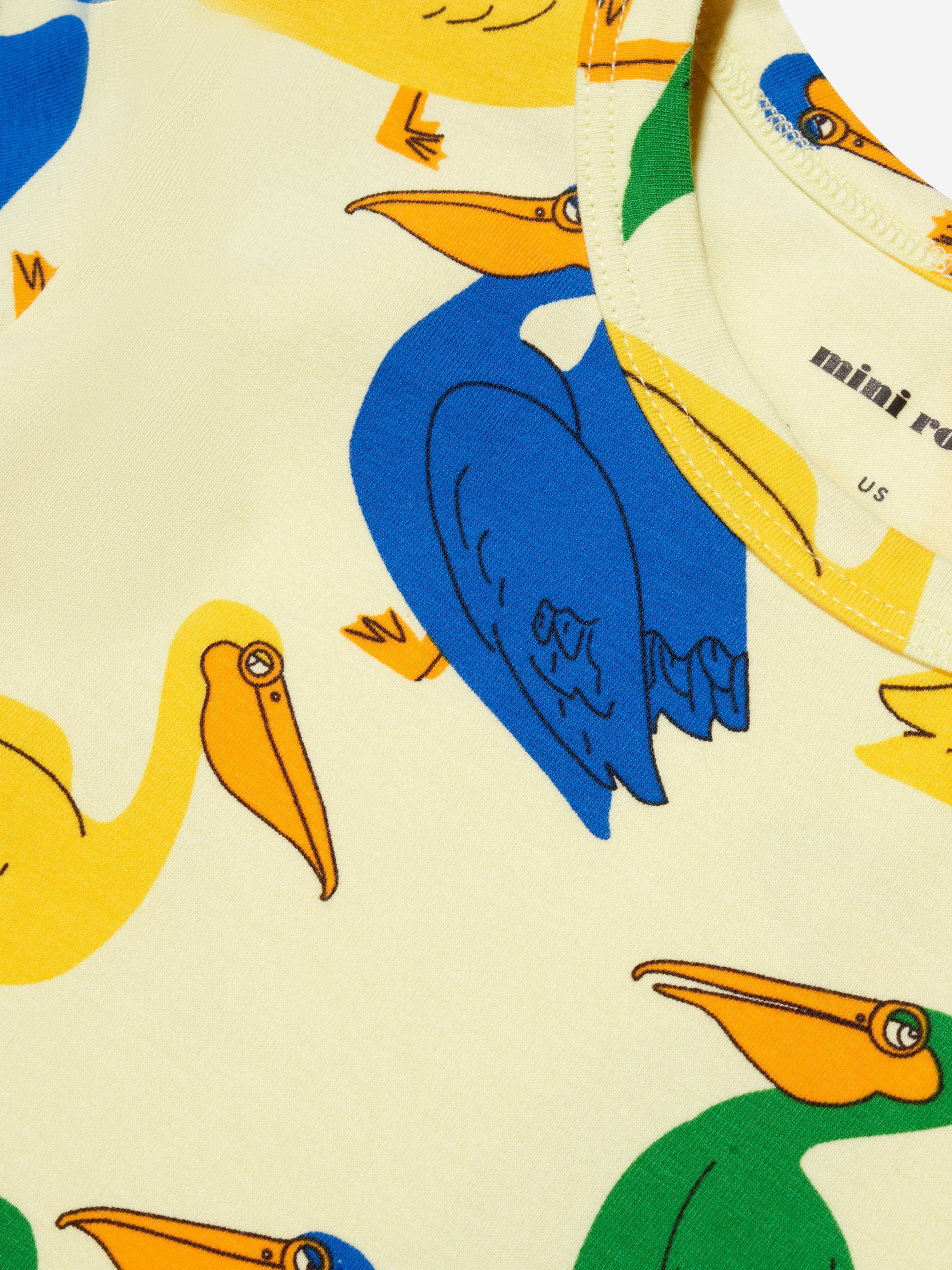 Mini Rodini Kids Pelican T-Shirt in Yellow Free Shipping Wholesale Pice