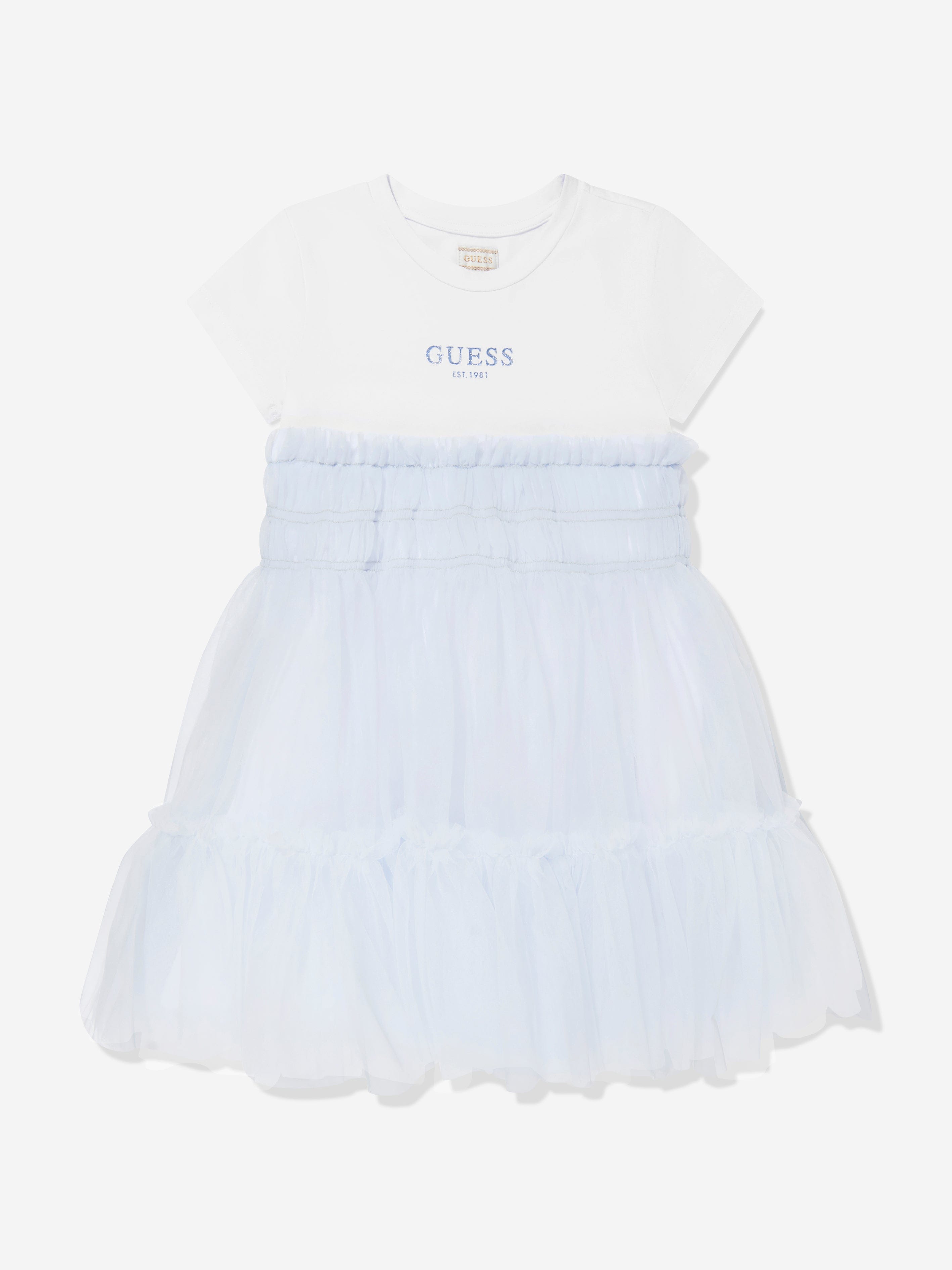 Girls Jersey and Tulle Dress in White Cheap Footlocker Finishline