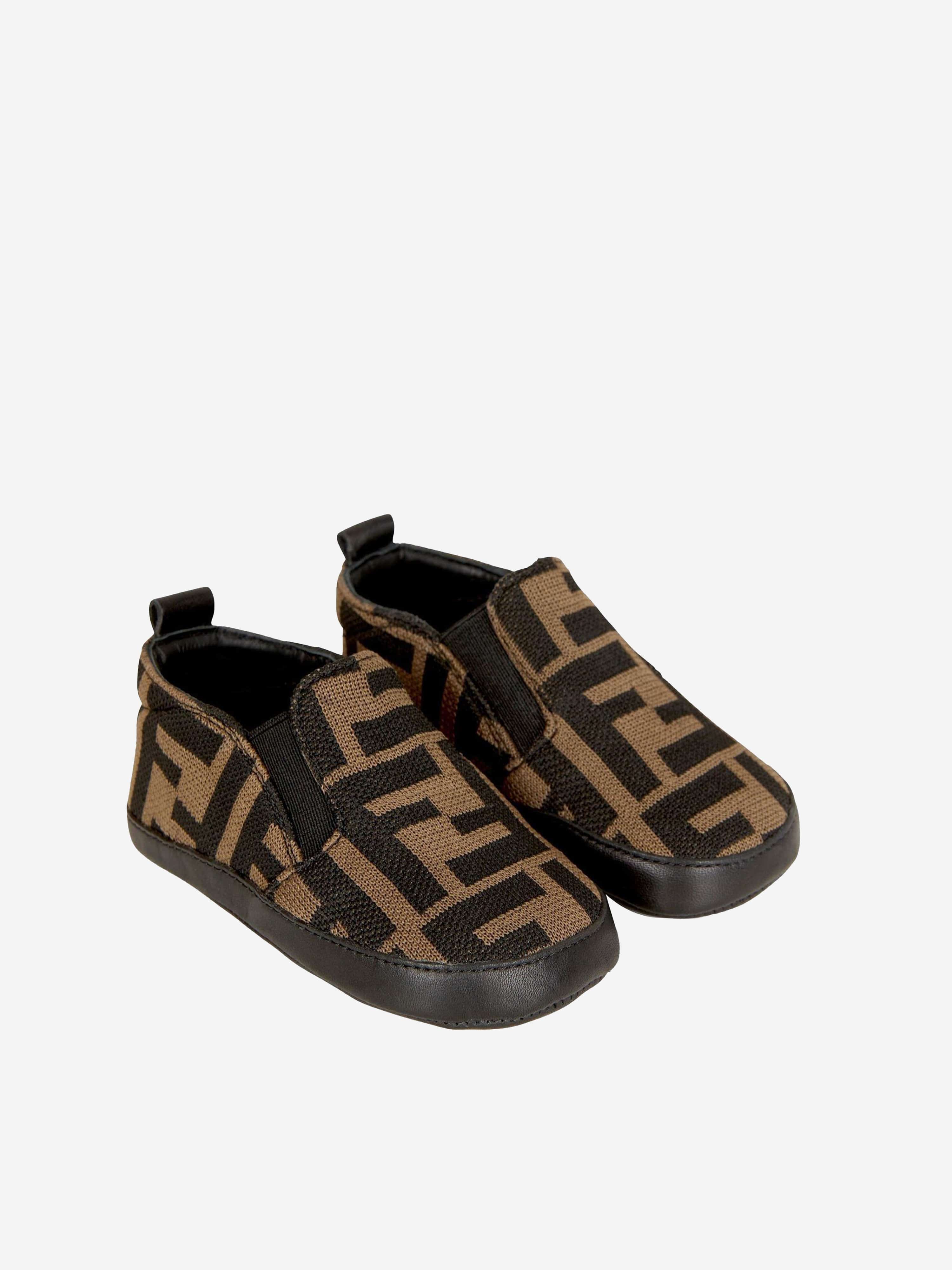 Fendi Baby Boys FF Logo Slip On Shoes in Brown Cheap Countdown Package