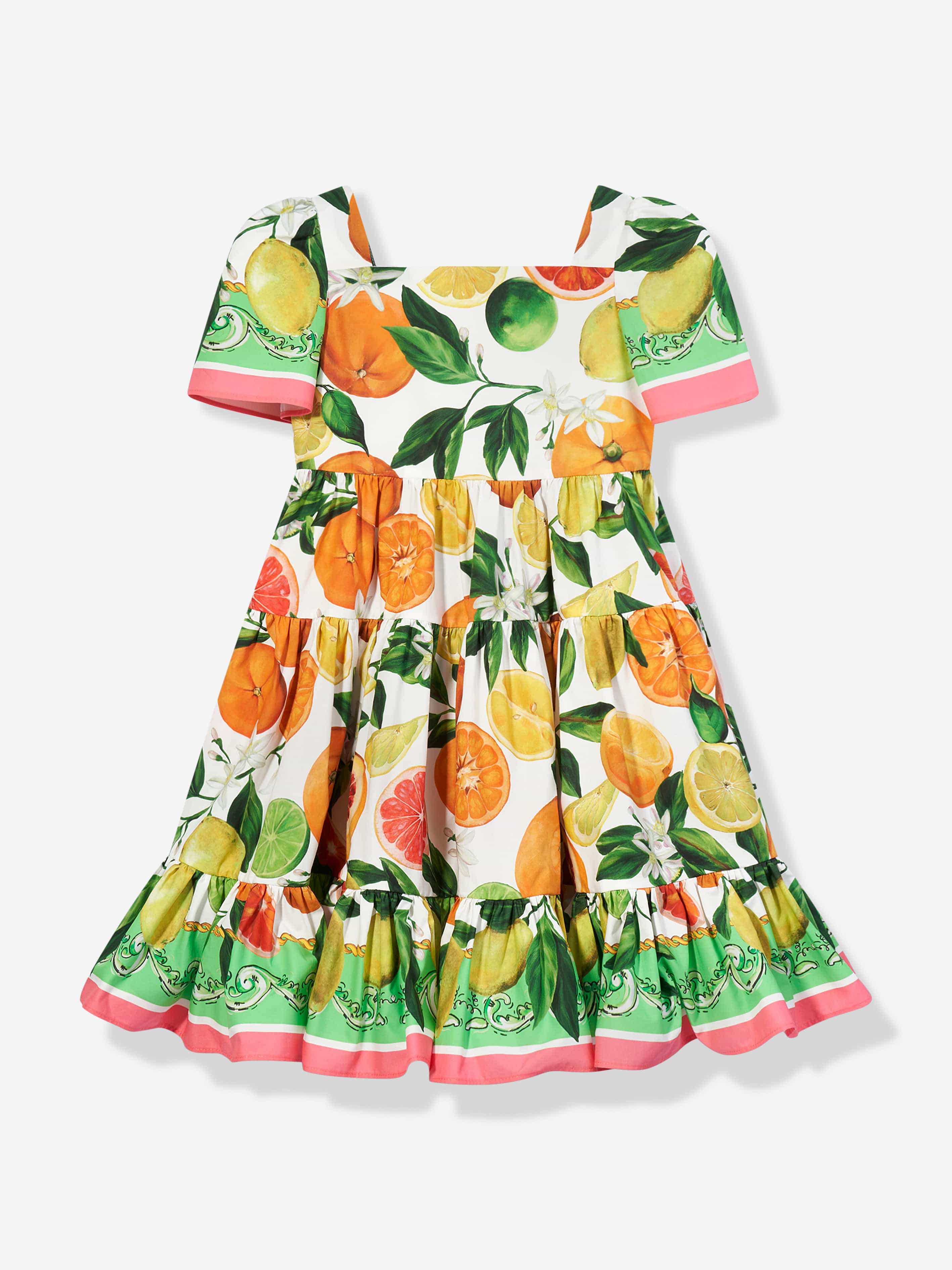 Dolce & Gabbana Girls Lemon Print Dress in Multicolour Free Shipping 2025