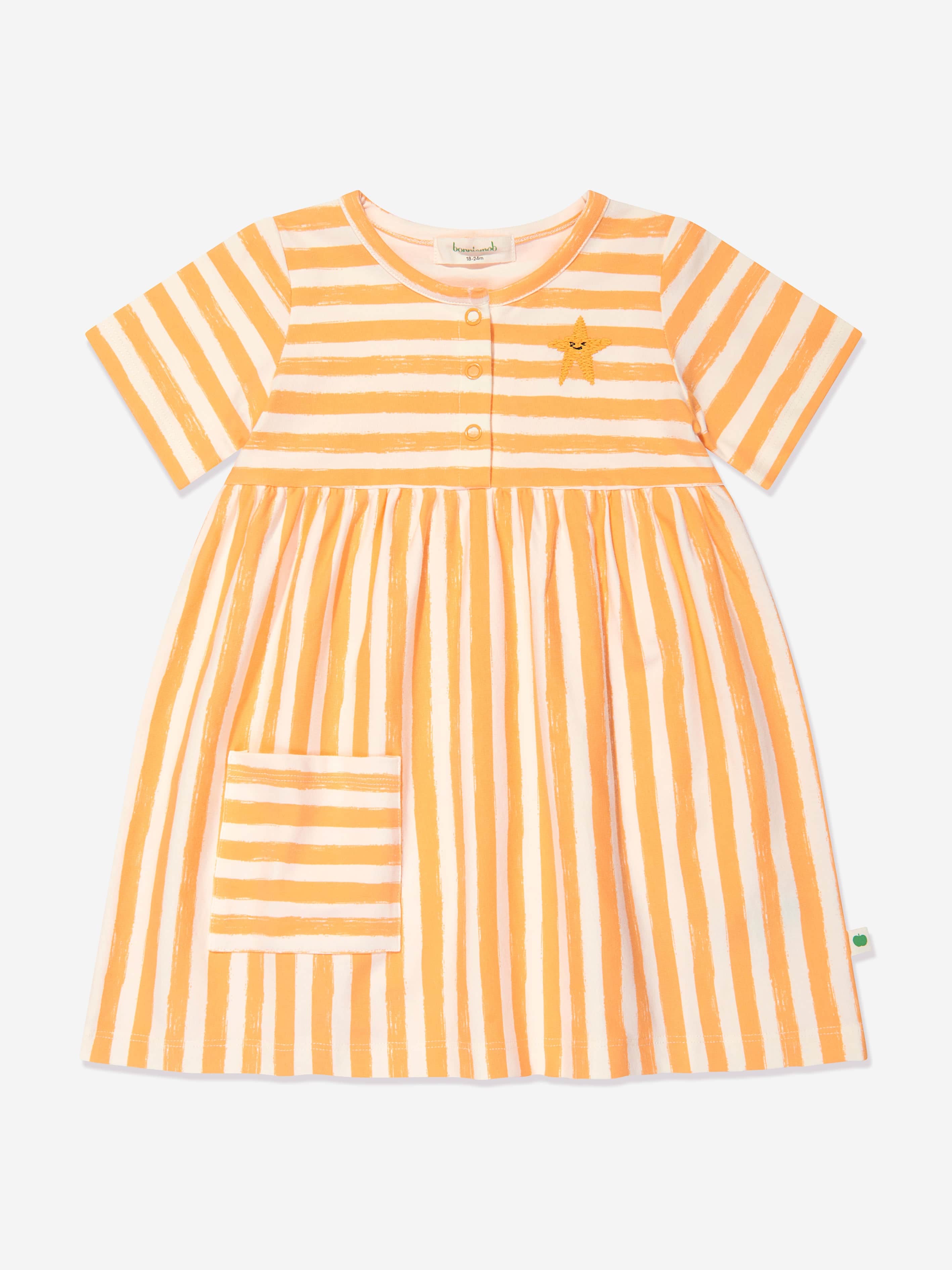 The Bonnie Mob Girls Cari Striped Pocket Dress in Orange Sale Lowest Pice