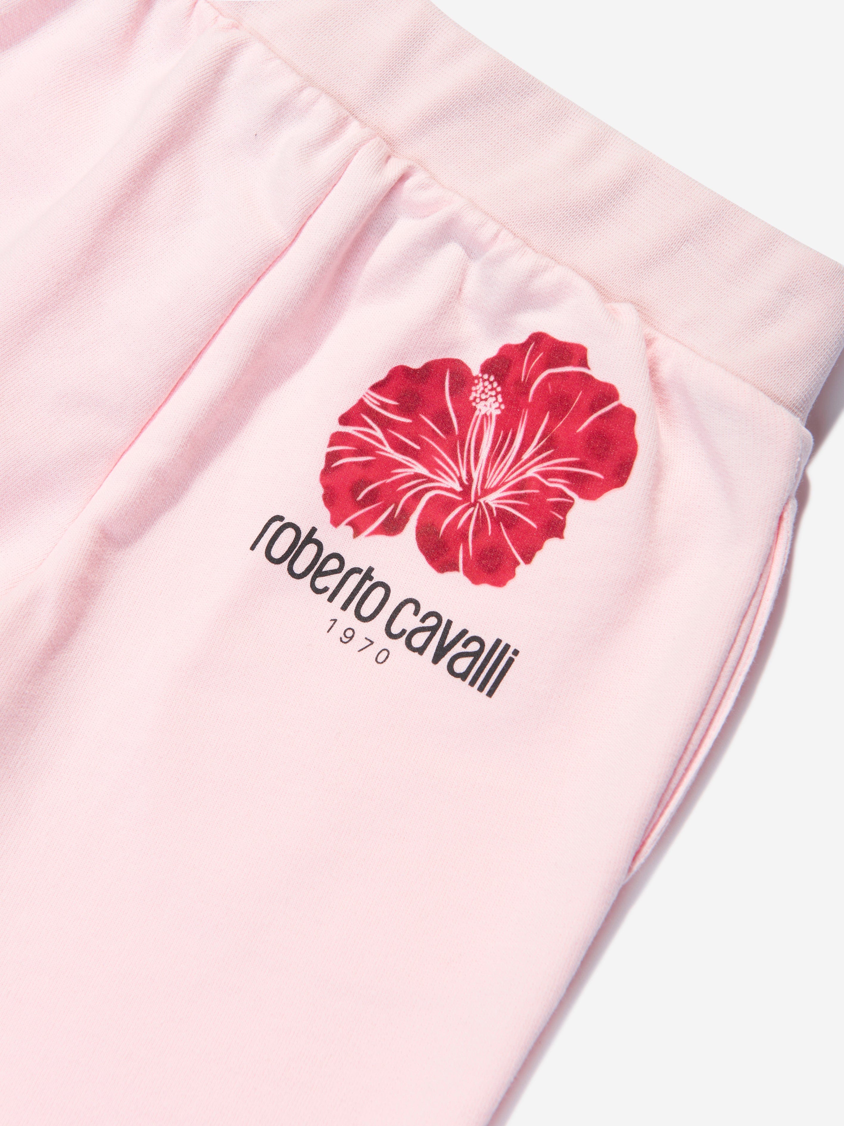 Roberto Cavalli Girls Flower Joggers in Pink Low Cost Cheap Online