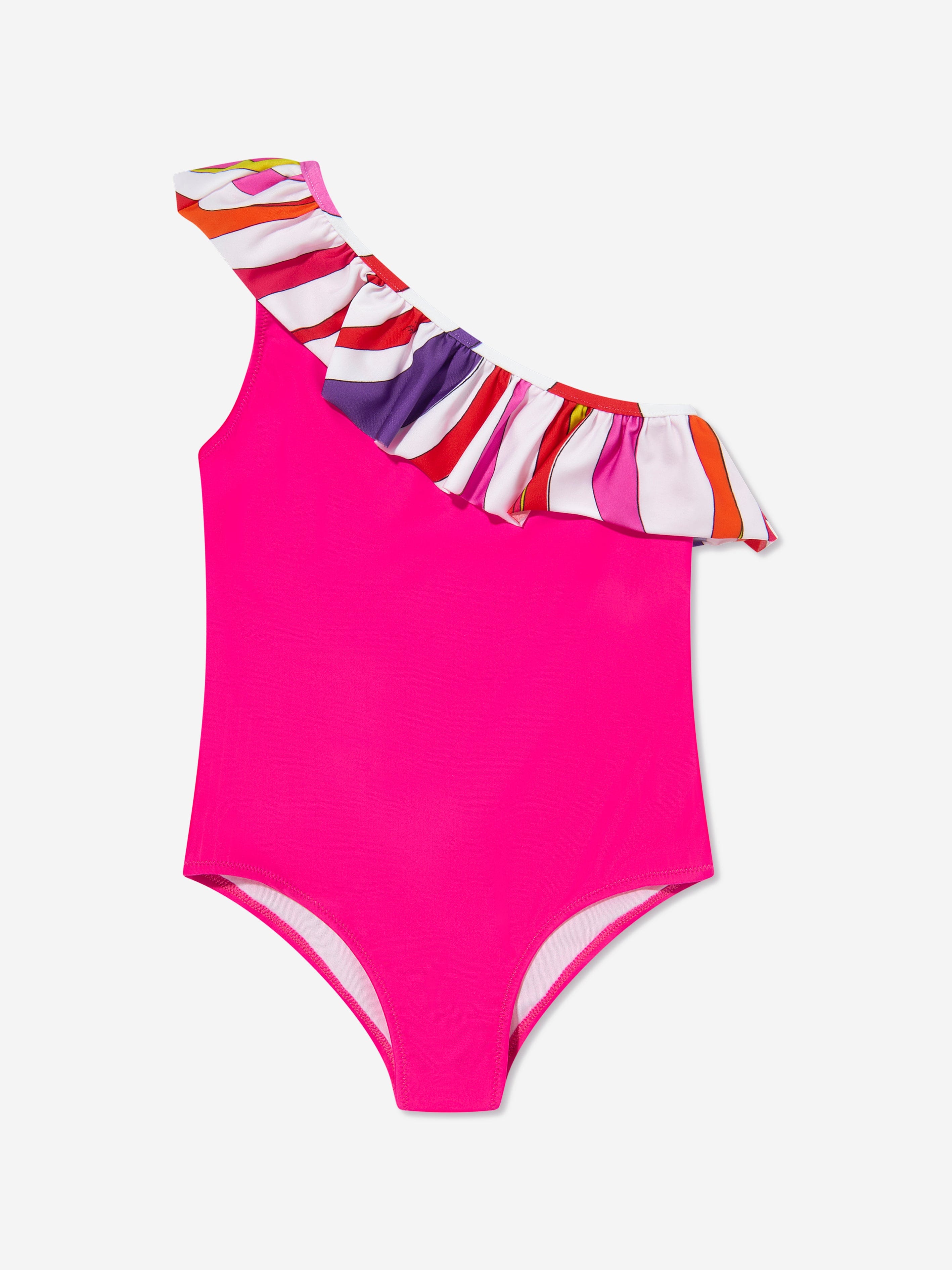 Girls One Shoulder Swimsuit in Pink Discount Looking For