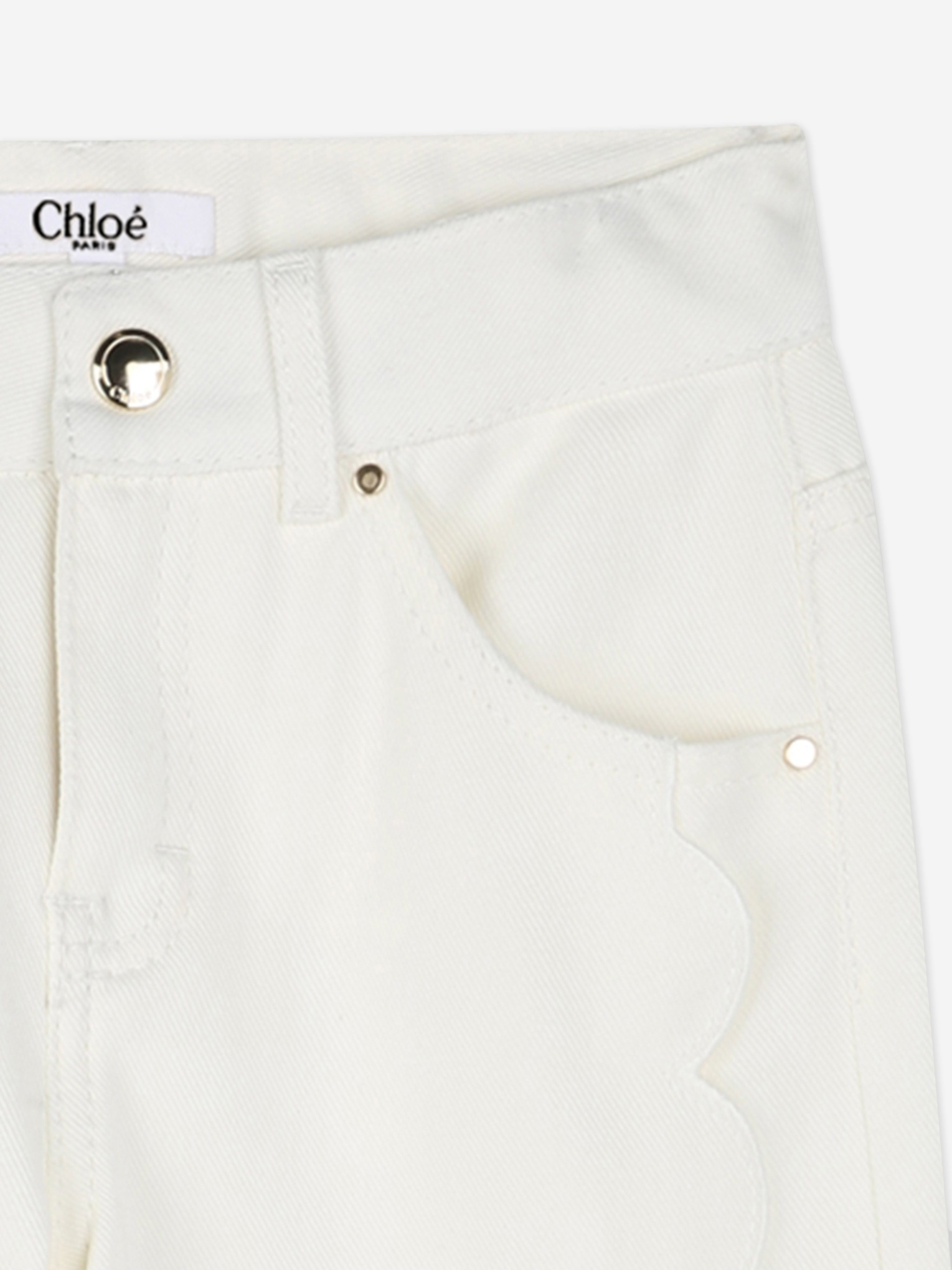 Chlo¨¦ Girls Denim Trousers in Ivory Buy Cheap Wholesale Pice