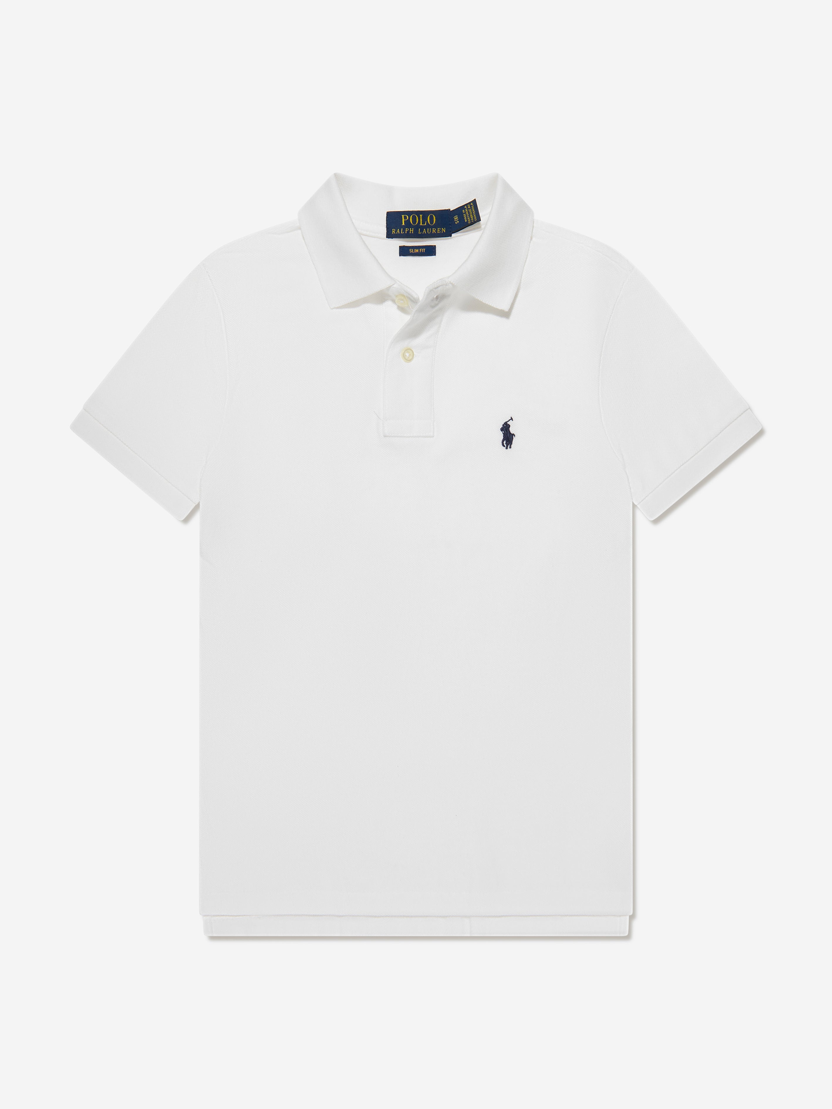 Ralph Lauren Boys Custom Fit Polo Shirt in White 100% Authentic For Sale