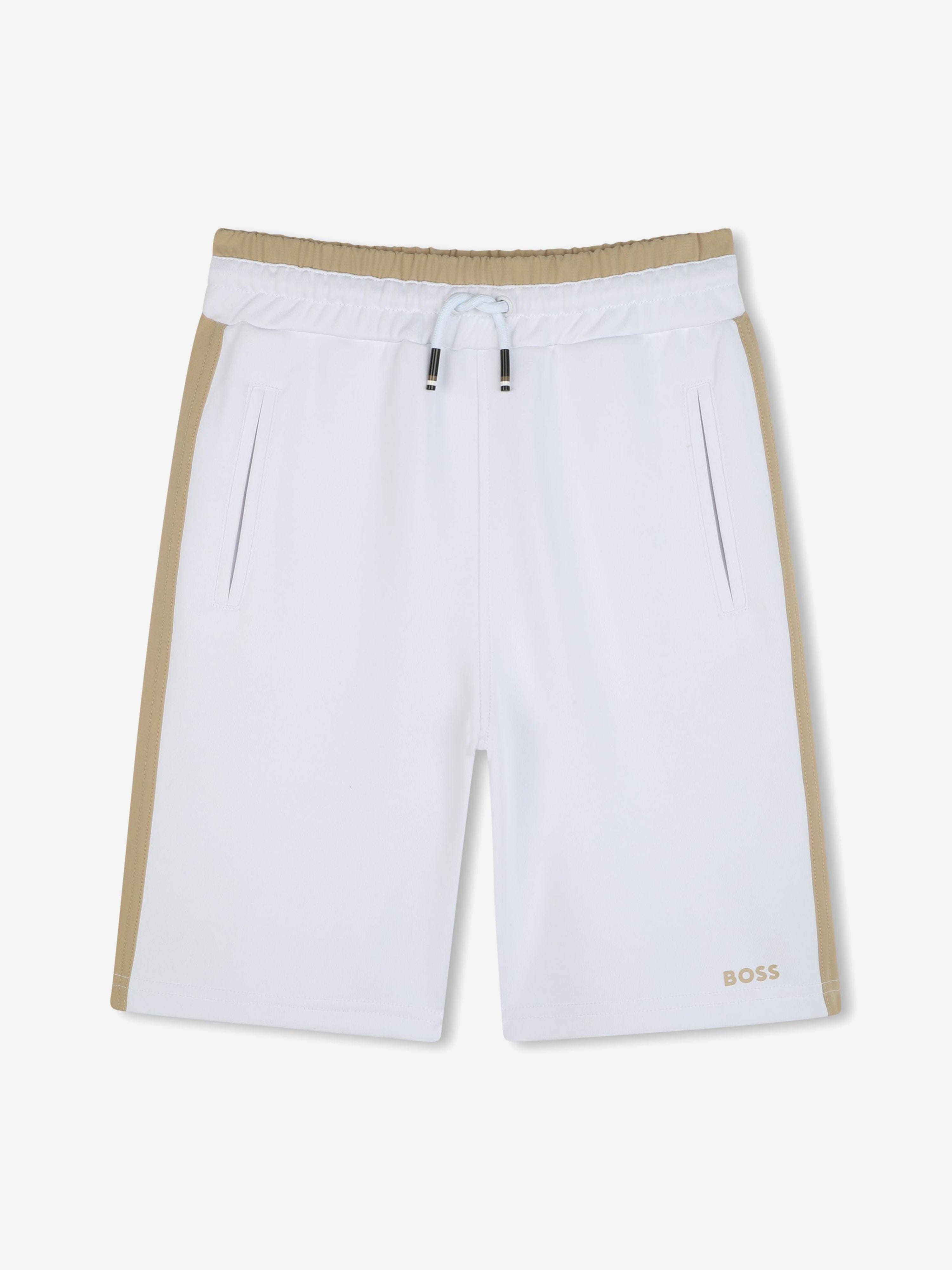 BOSS Boys Logo Bermuda Shorts in White Authentic Cheap Pice