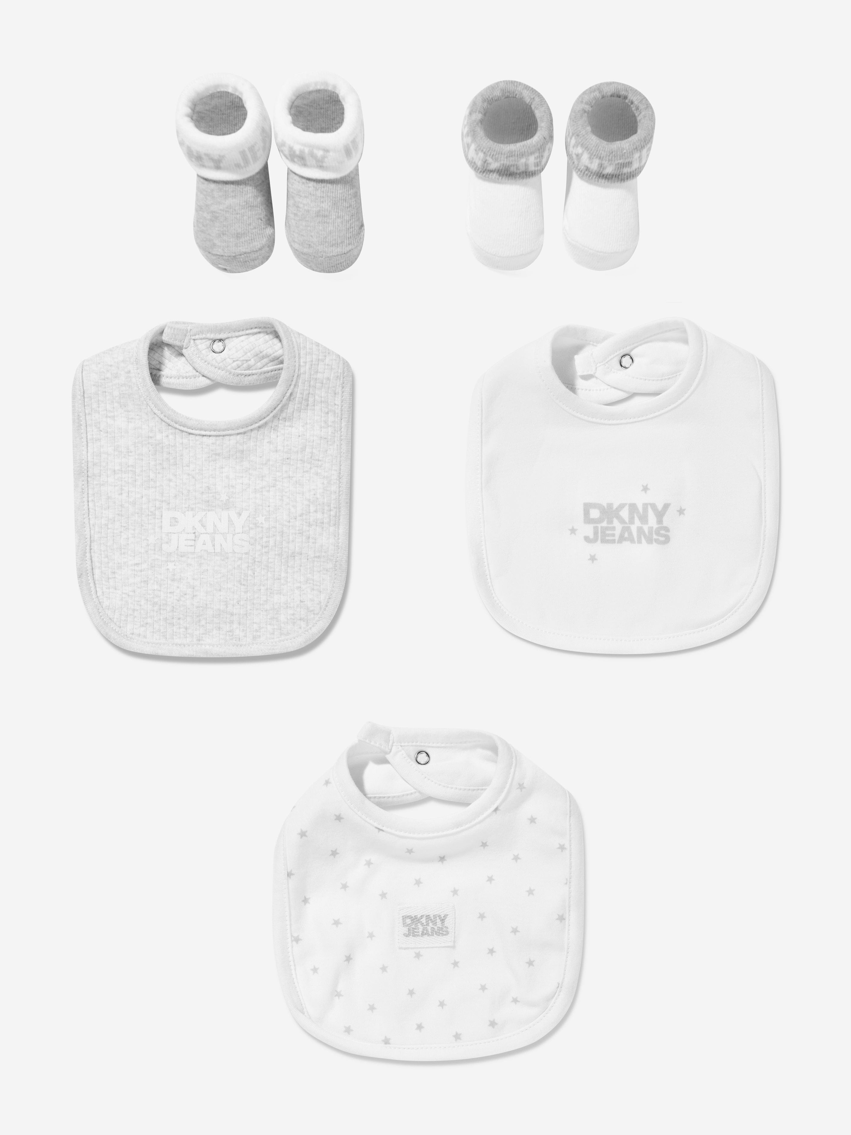 DKNY Baby Bibs and Socks Set in Grey For Sale Wholesale Pice