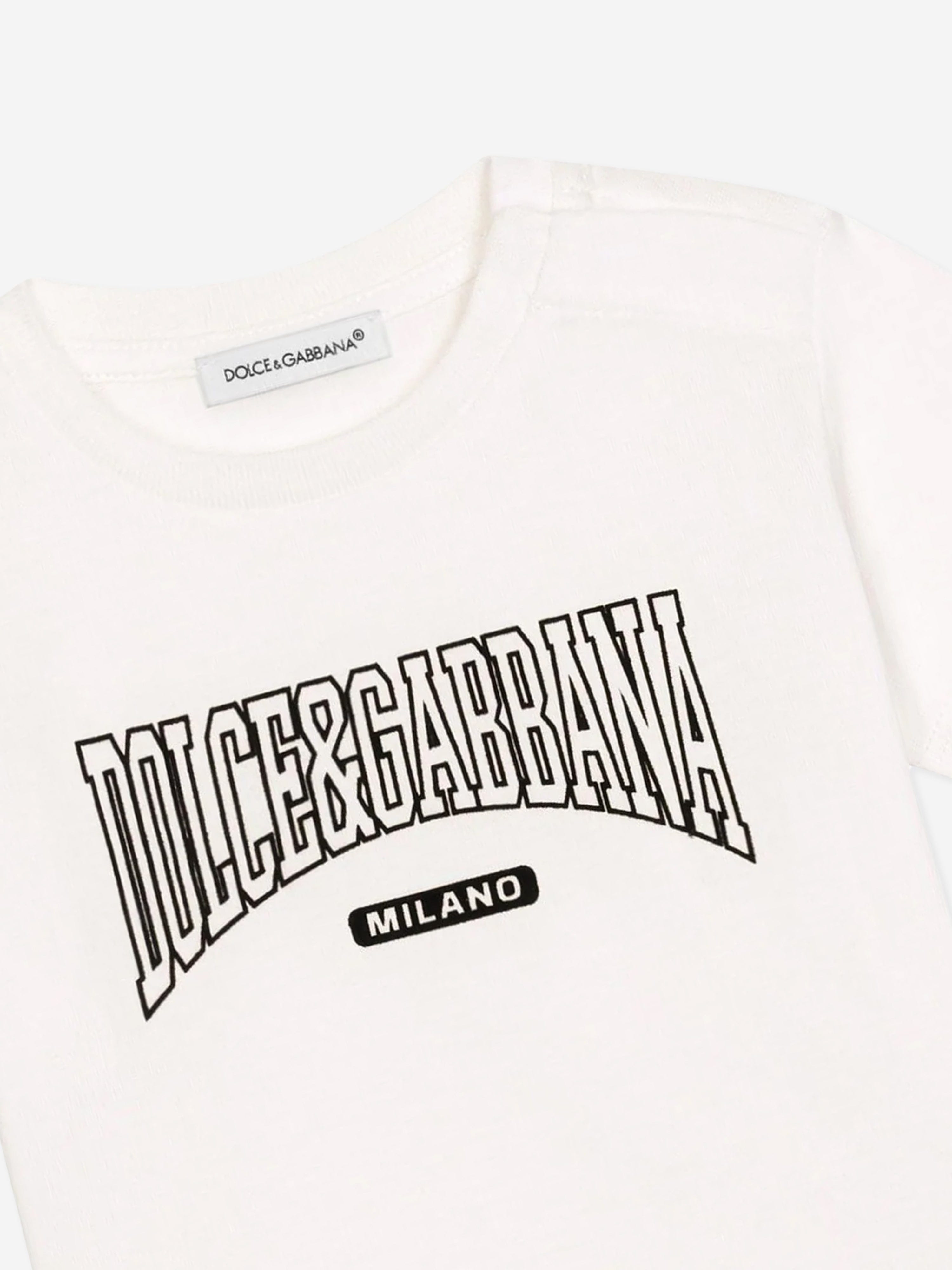 Dolce & Gabbana Baby Boys Logo T-Shirt in White Free Shipping Limited Edition