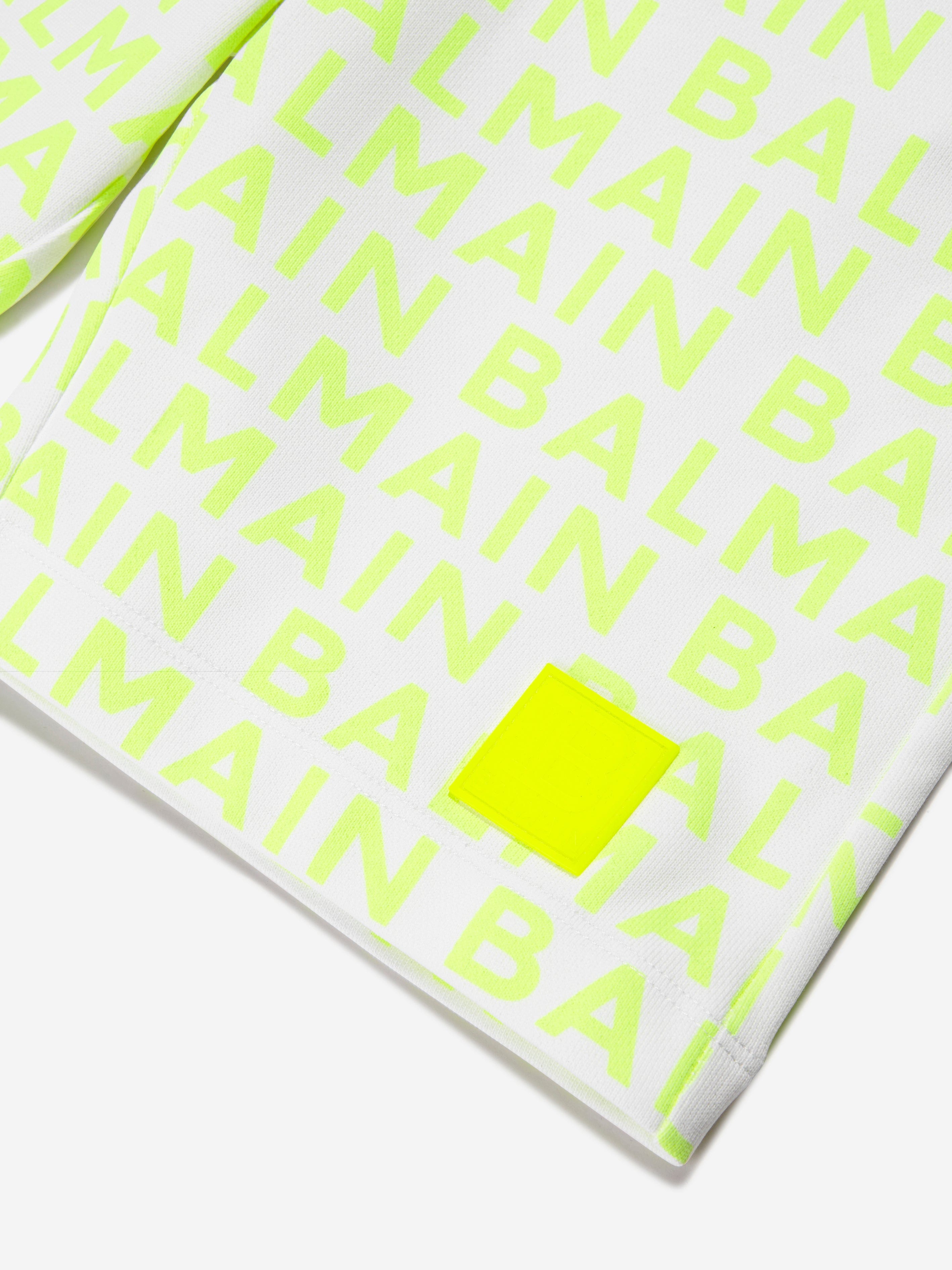 Balmain Boys Logo Jersey Shorts in White Clearance Online
