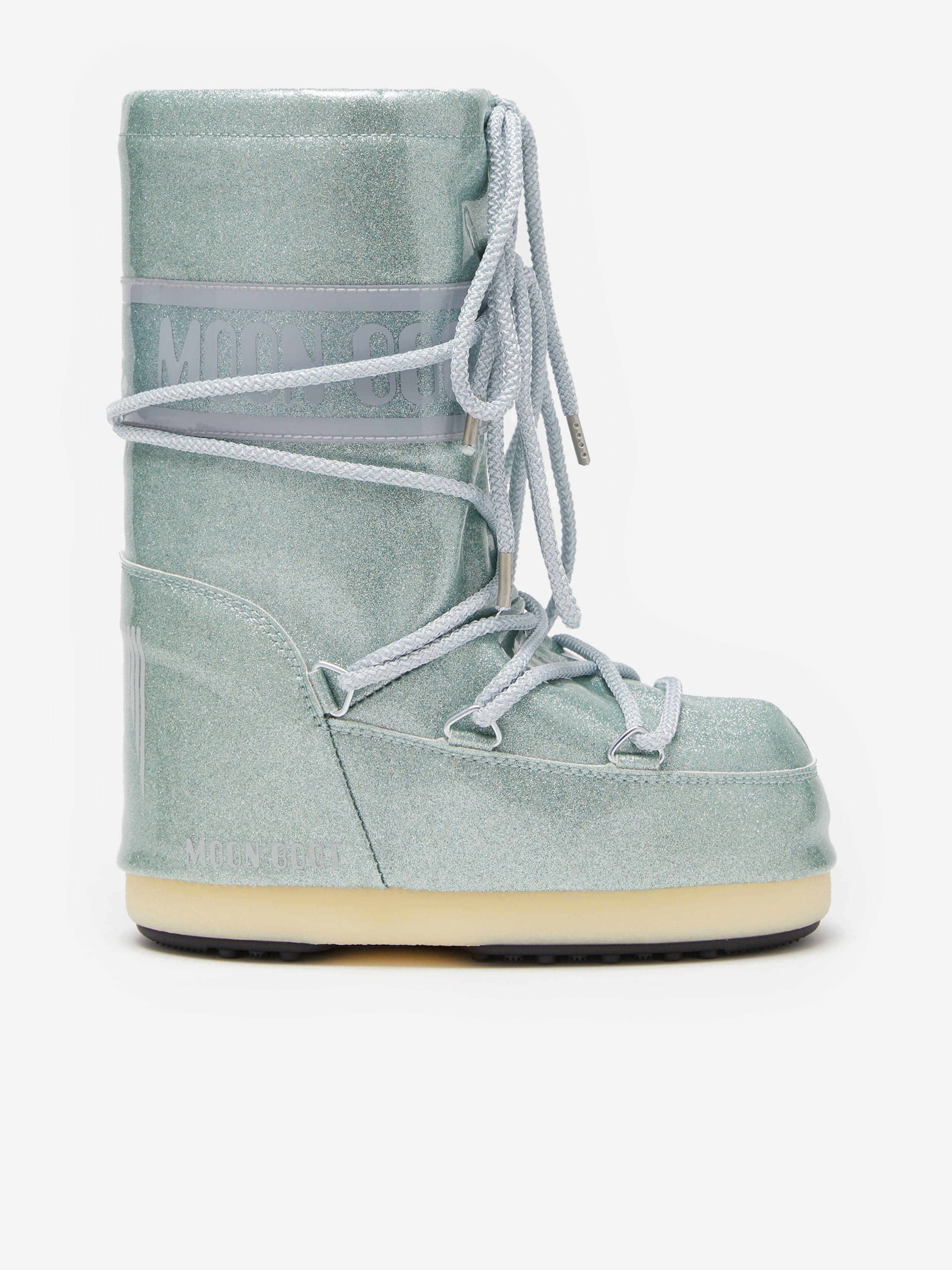 Moon Boot Boys Icon JR Glitter Boots in Blue Free Shipping Classic