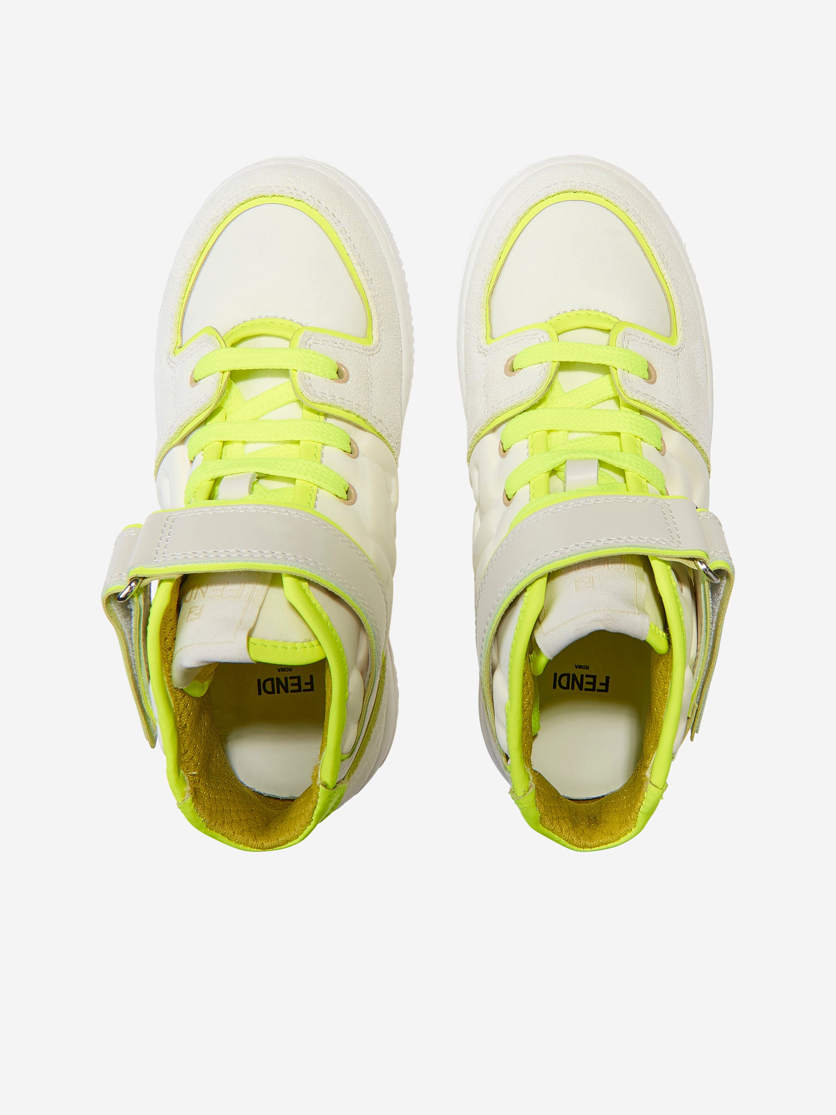 Fendi Kids Leather Logo Trainers in Ivory Free Shipping Real