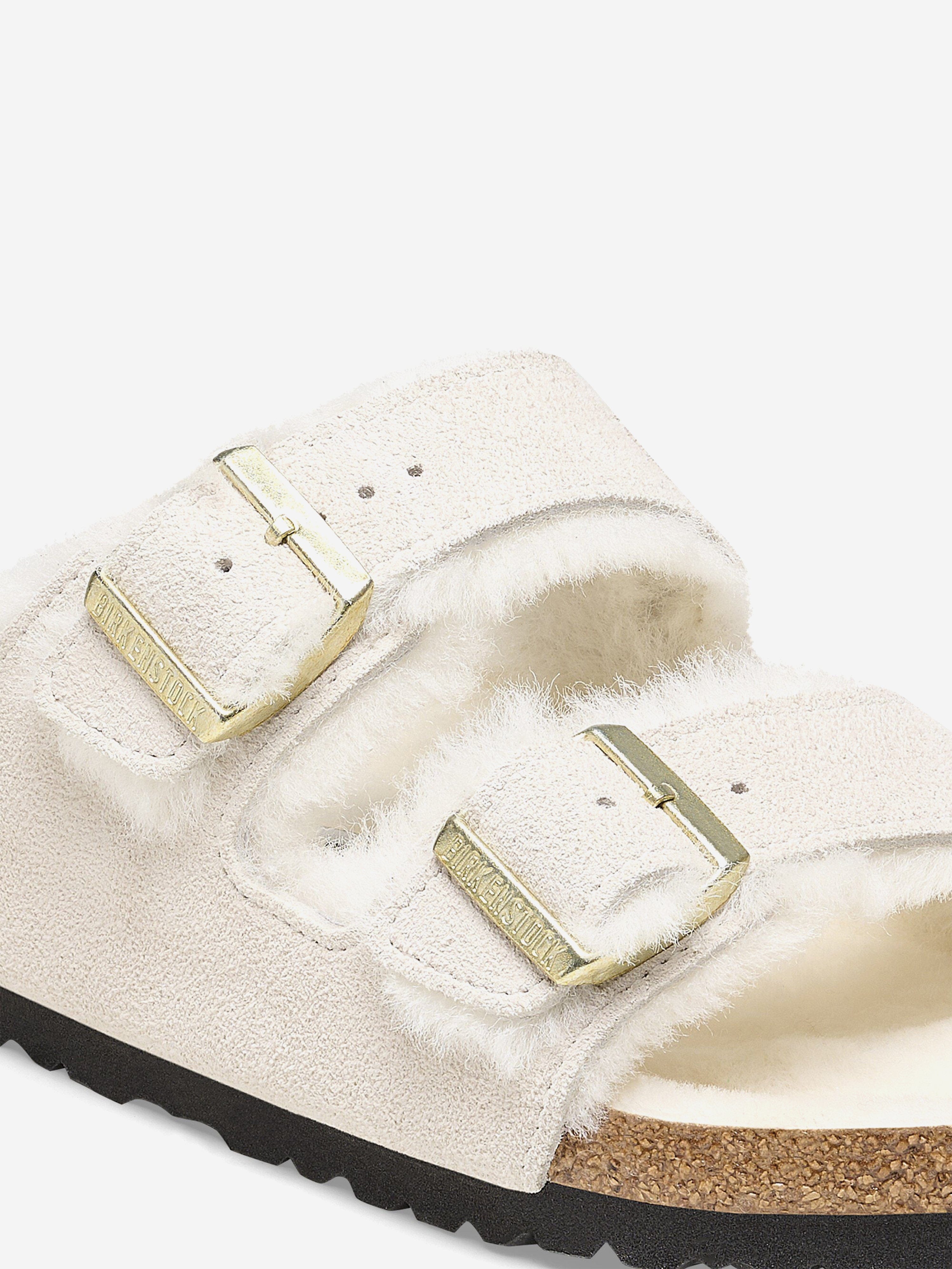 BIRKENSTOCK Kids Arizona Shearling Suede Sandals in White Clearance How Much