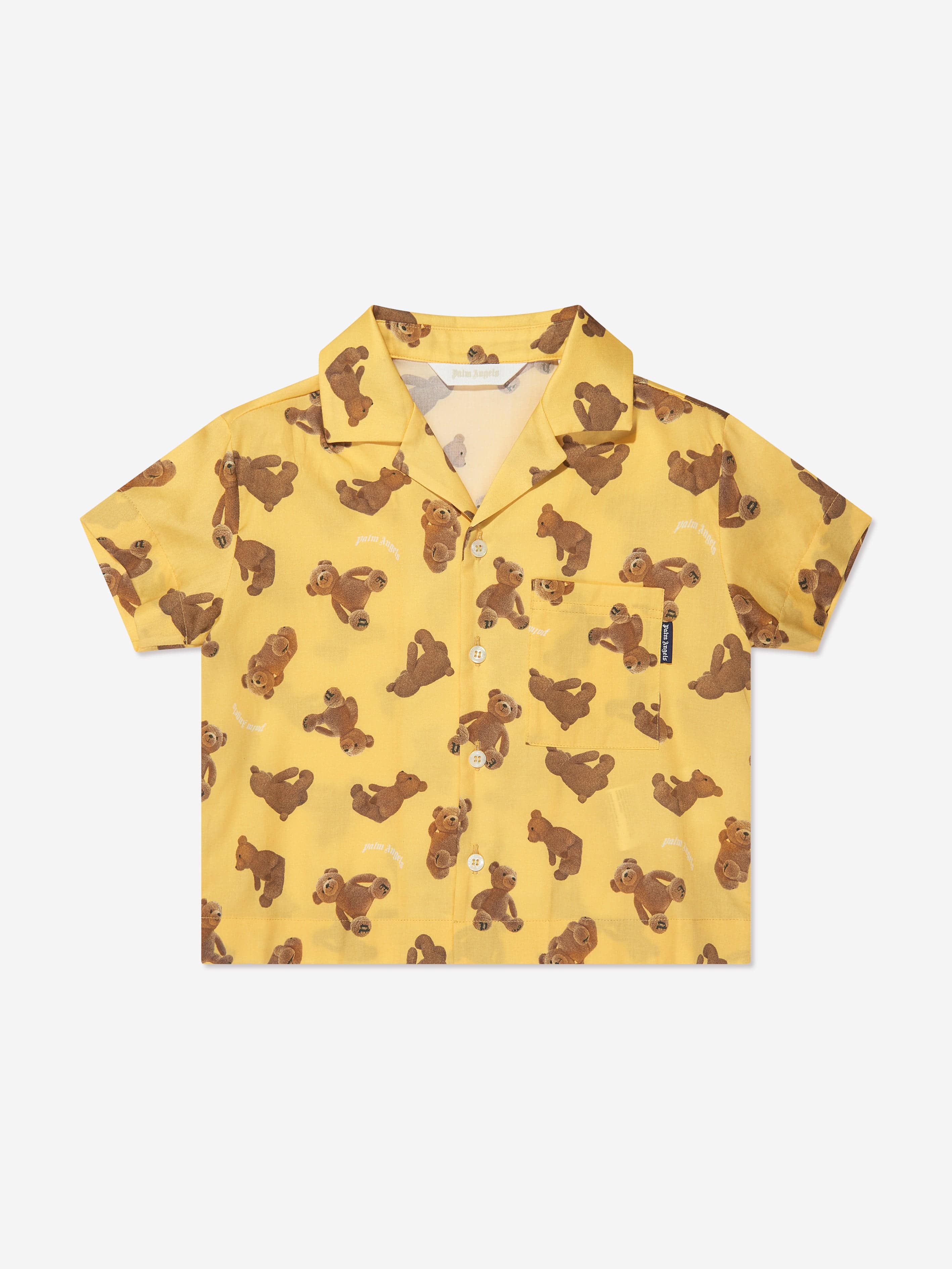 Palm Angels Boys AOP PA Bears Bowling Shirt in Yellow Great Deals Cheap Pice