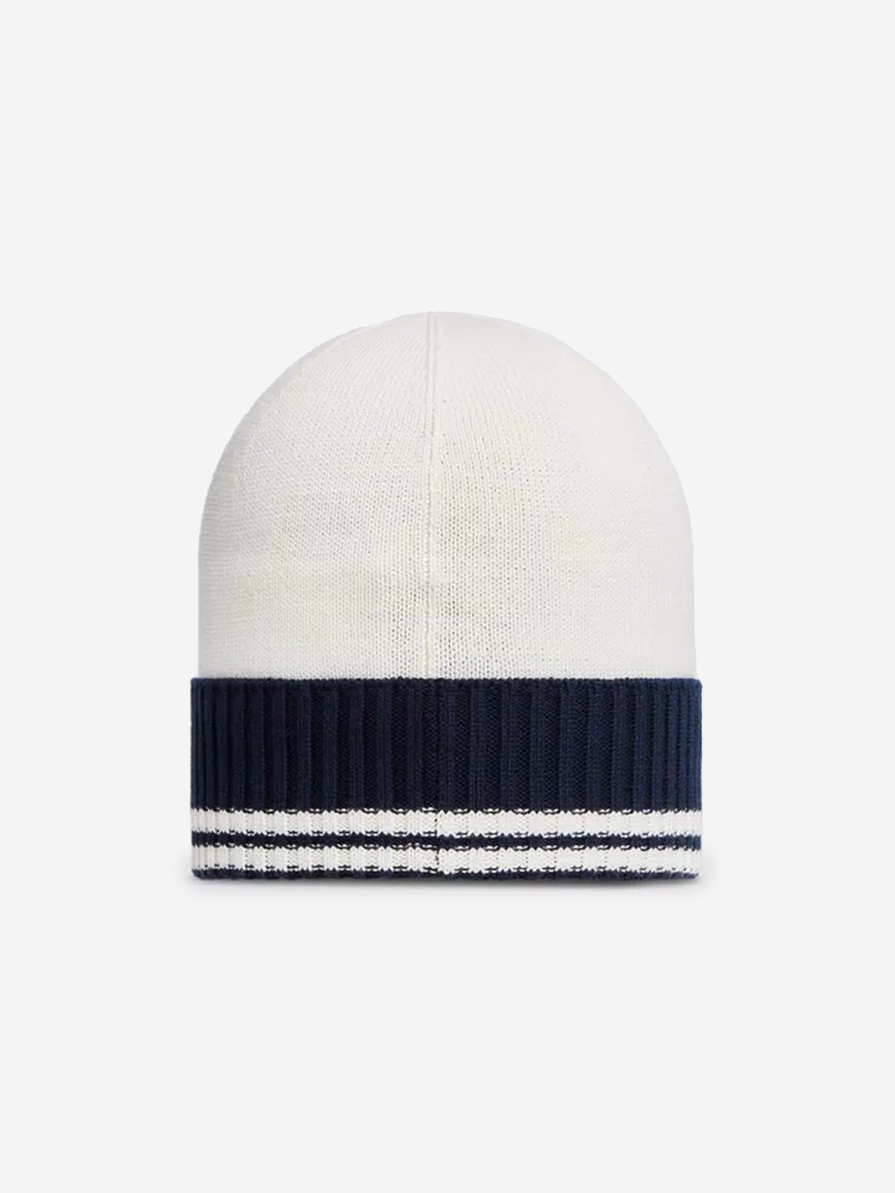 Moncler Enfant Baby Boys Logo Knitted Beanie Hat in White Clearance Online Online
