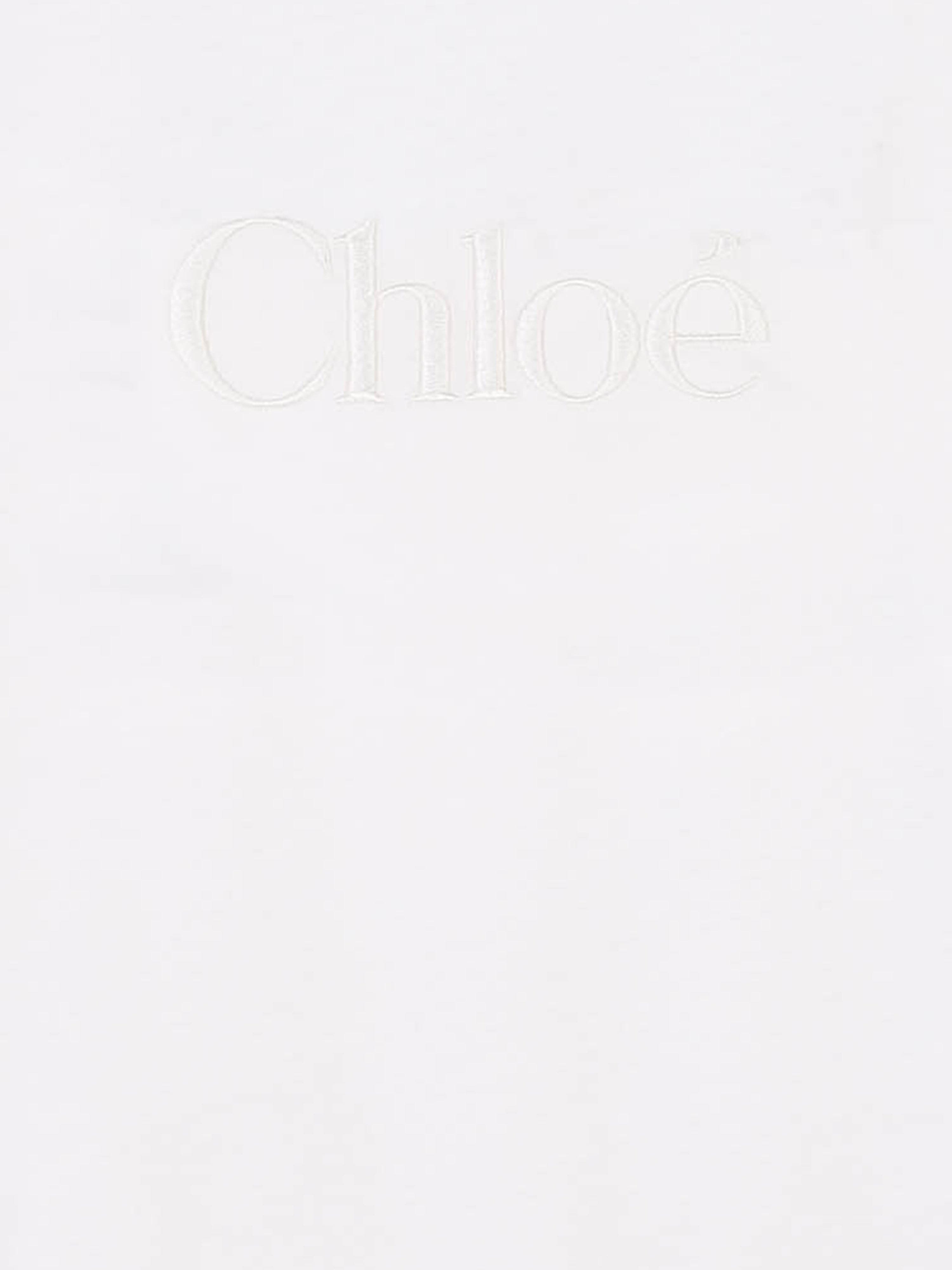 Chlo¨¦ Girls Embroidered Logo T-Shirt in Ivory Clearance Hot Sale