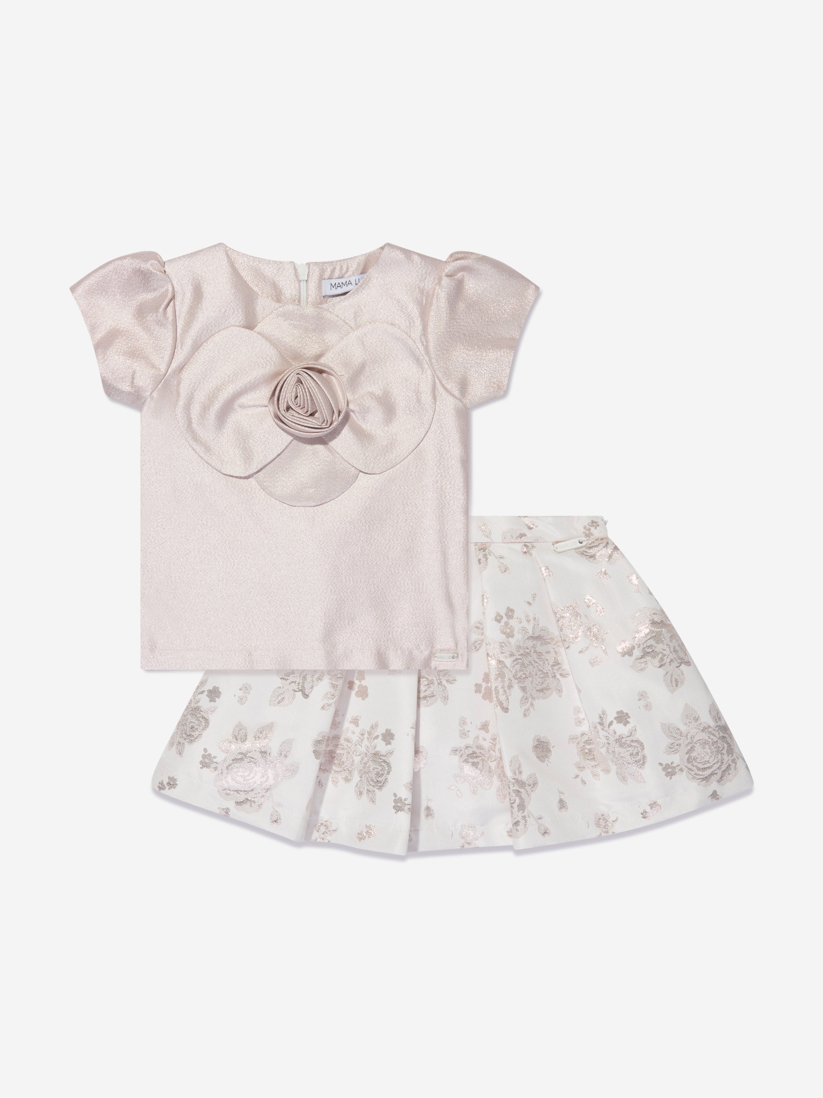 Mama Luma Girls Jacquard Blouse And Skirt Set in Gold Ebay Cheap Pice