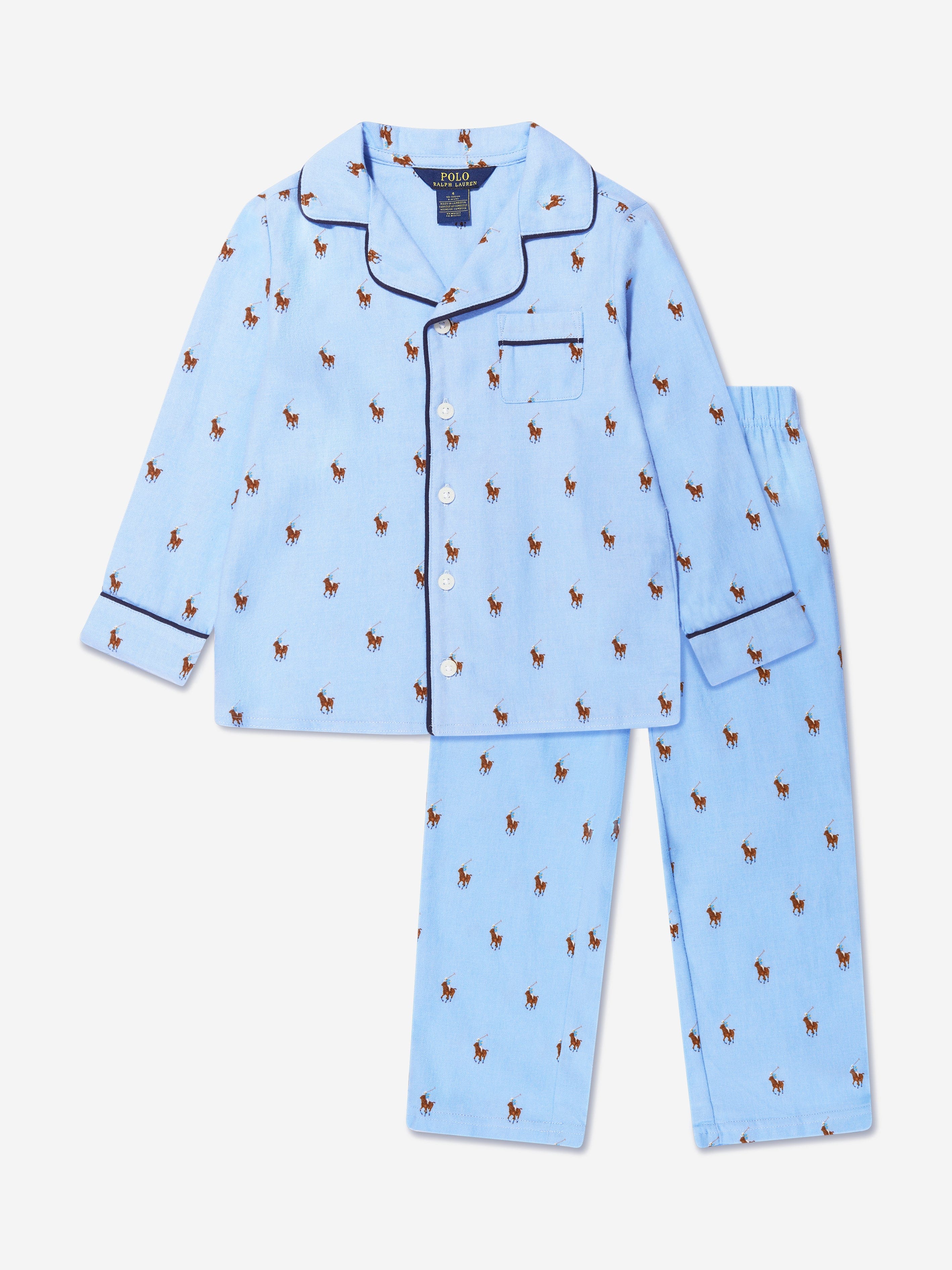 Ralph Lauren Boys Logo Pyjama Set in Blue Clearance 2025