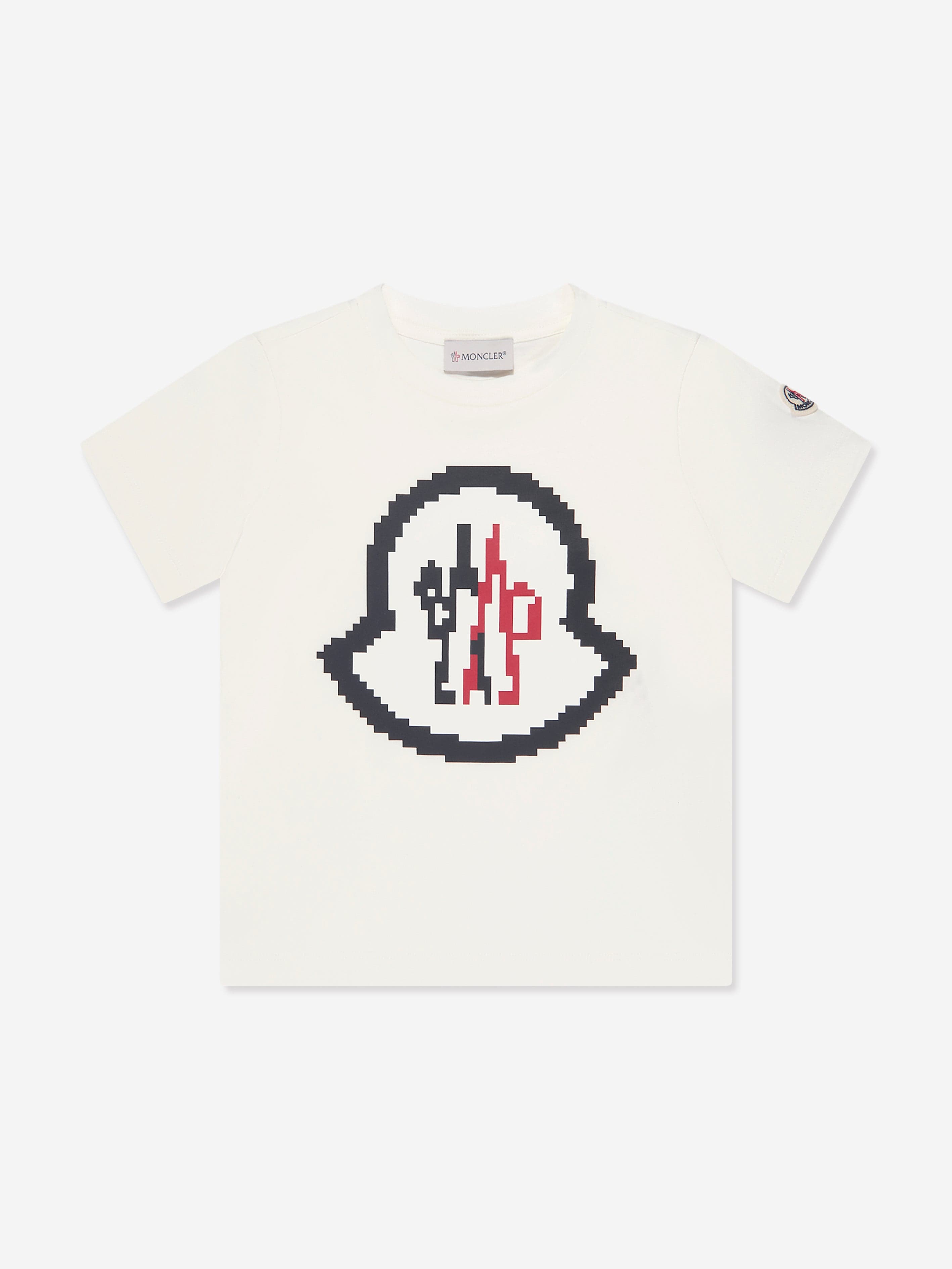 Moncler Enfant Boys Logo T-Shirt in White Outlet Low Pice