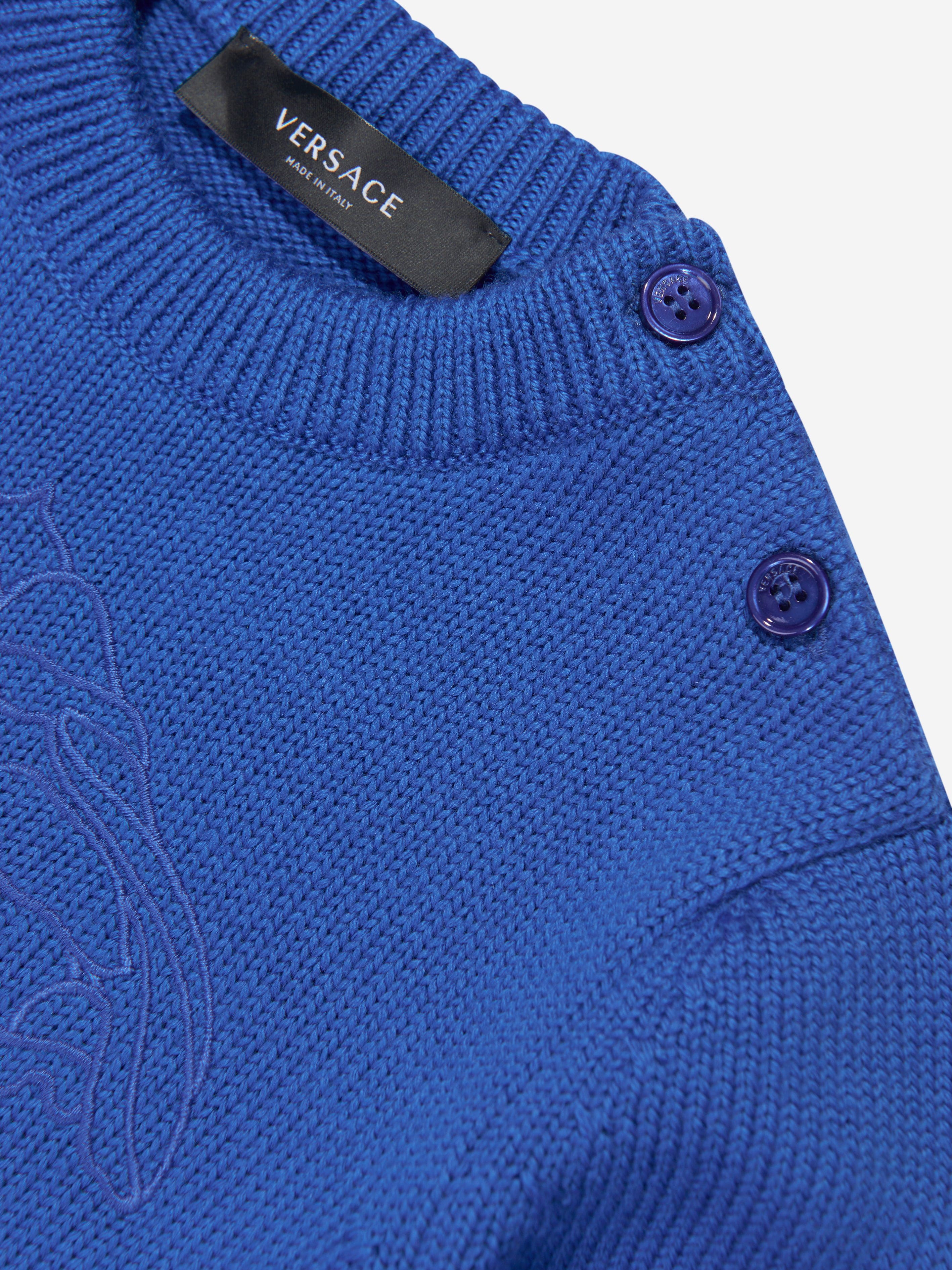 Versace Baby Boys Logo Jumper in Blue Cheapest Pice Online